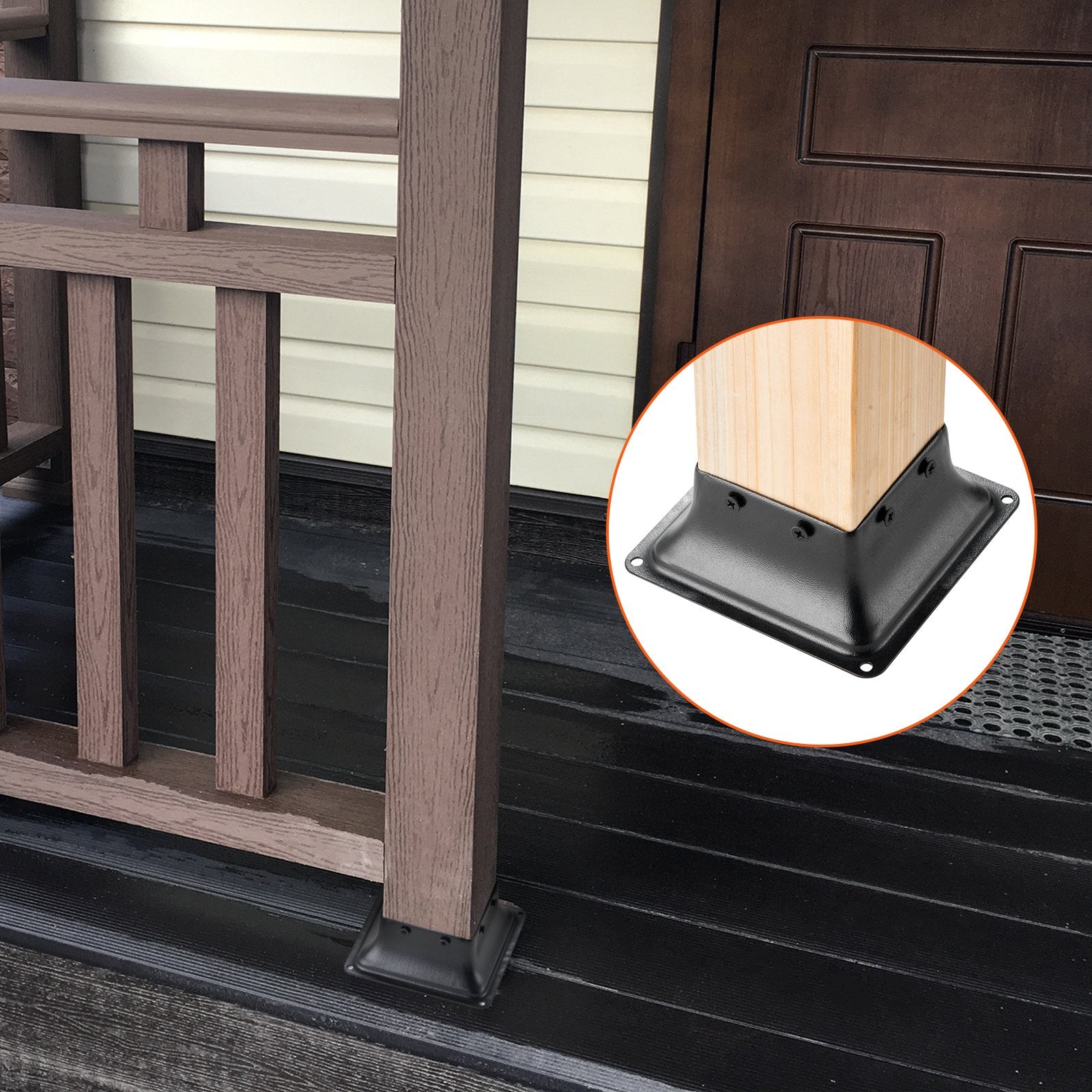 VEVOR 101.6x101.6mm Post Base 20Pcs, Internal 91x91mm Heavy Duty Powder-Coated Steel Post Bracket Fit for Standard Wood Post Anchor, Decking Post Base for Deck Porch Handrail Railing Support 8