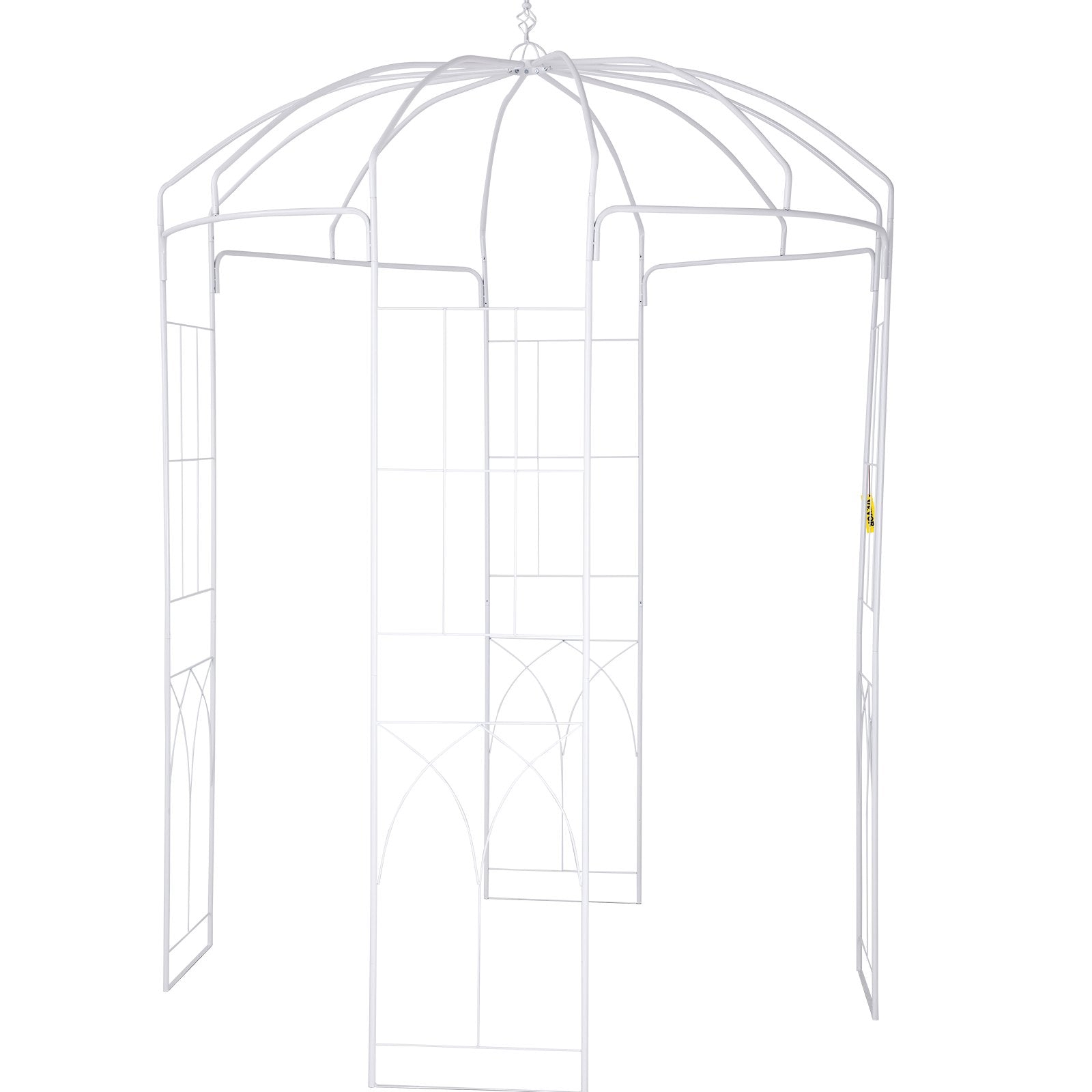 VEVOR Birdcage Shape Garden Arbor, 9\' High x 6.6\' Wide, Heavy Duty Wrought Iron Arbor, Wedding Arch Trellis for Climbing Vines in Outdoor Garden, Lawn, Backyard, Patio, White 11