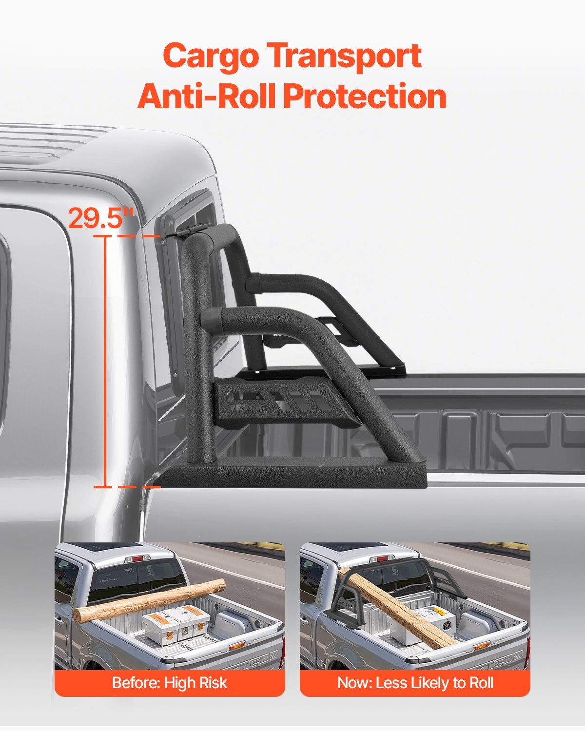 VEVOR Truck Bed Roll Bar Universal Chase Rack for Mid-Size Pickup Carbon Steel 6