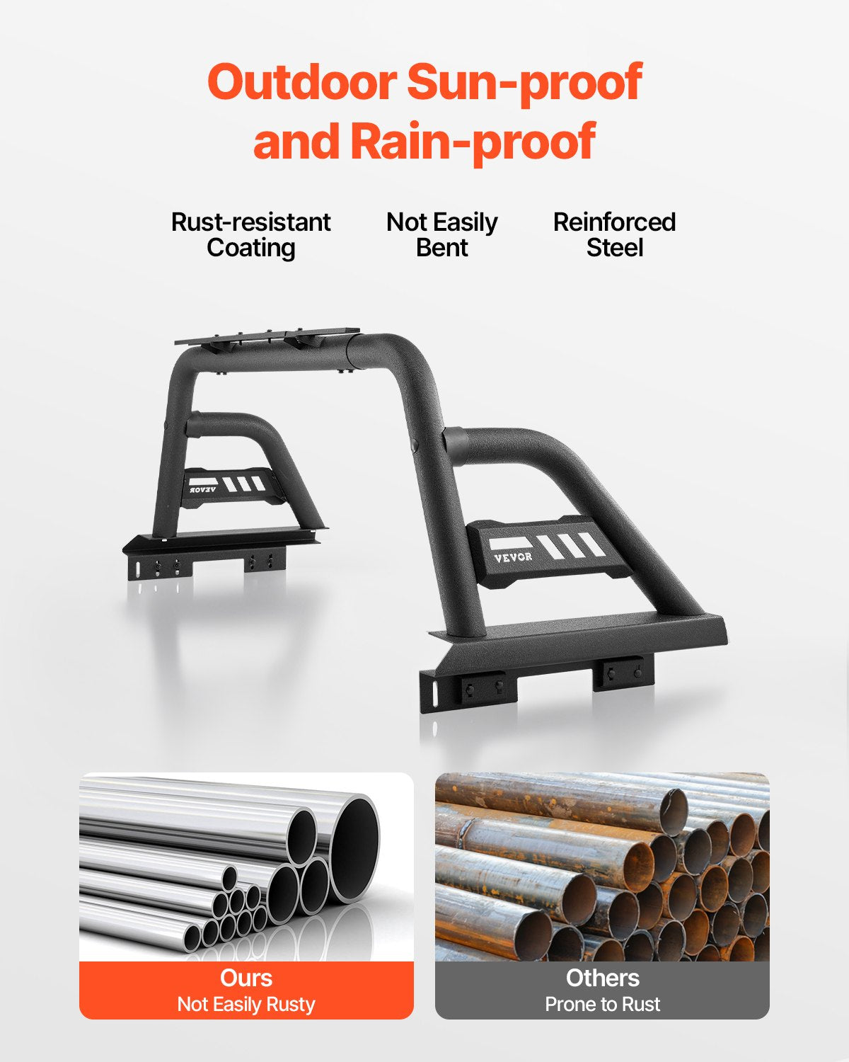 VEVOR Truck Bed Roll Bar Universal Chase Rack for Full-Size Pickup Carbon Steel 5