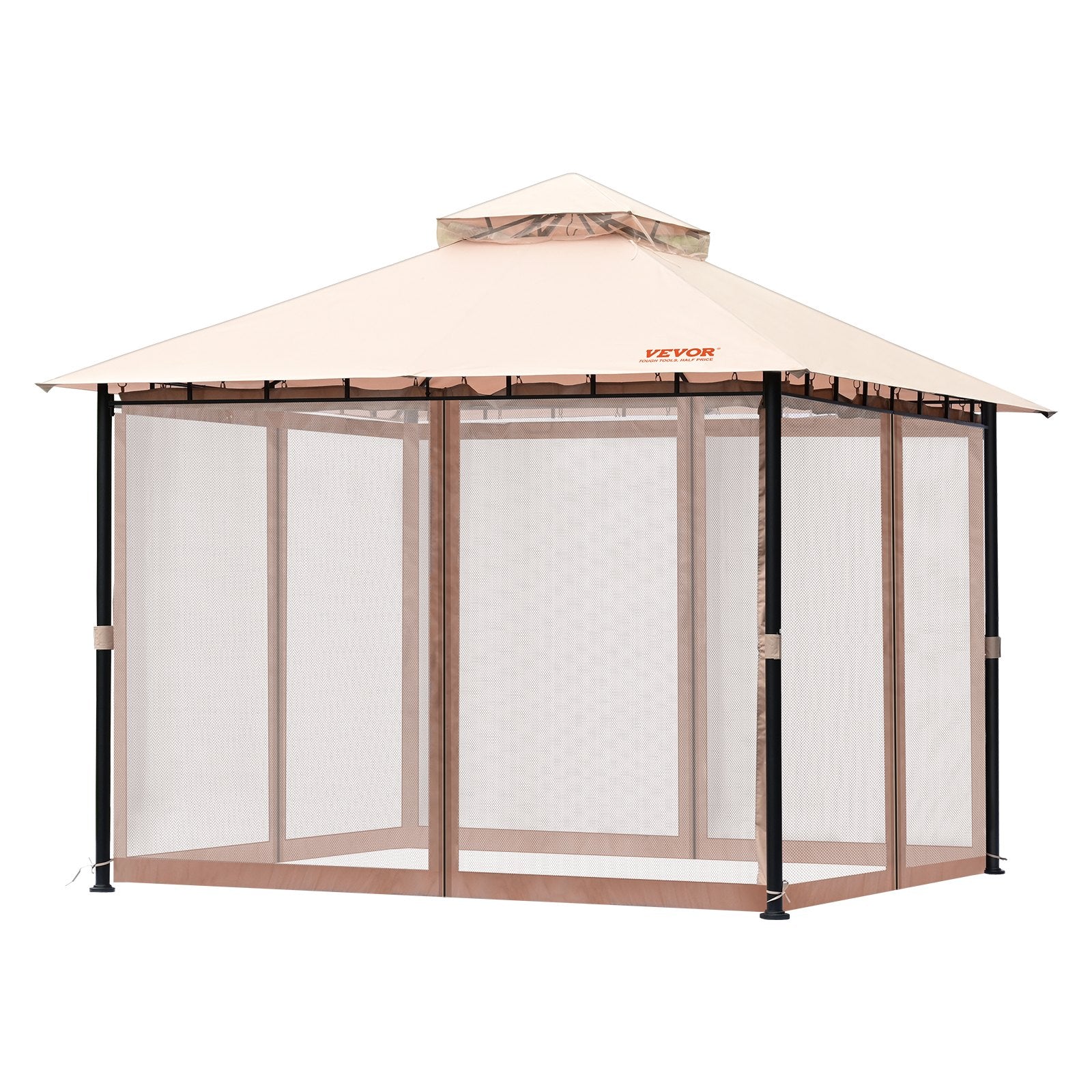 VEVOR Patio Gazebo for 6-8 Person, 3.05 x 3.05 m Backyard Gazebo, with Mosquito Netting, Metal Frame, and PU Coated 180G Polyester, Outdoor Canopy Shelter for Patio, Backyard, Lawn, Garden, Deck 9