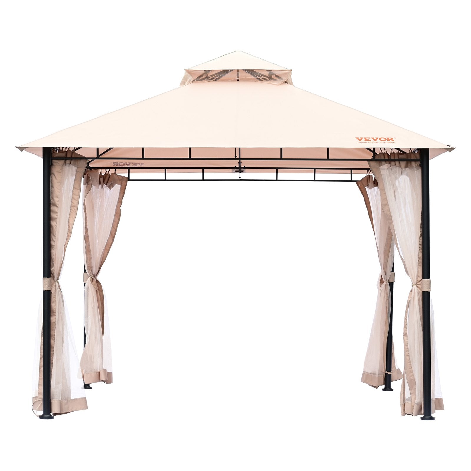 VEVOR Patio Gazebo for 6-8 Person, 3.05 x 3.05 m Backyard Gazebo, with Mosquito Netting, Metal Frame, and PU Coated 180G Polyester, Outdoor Canopy Shelter for Patio, Backyard, Lawn, Garden, Deck 11
