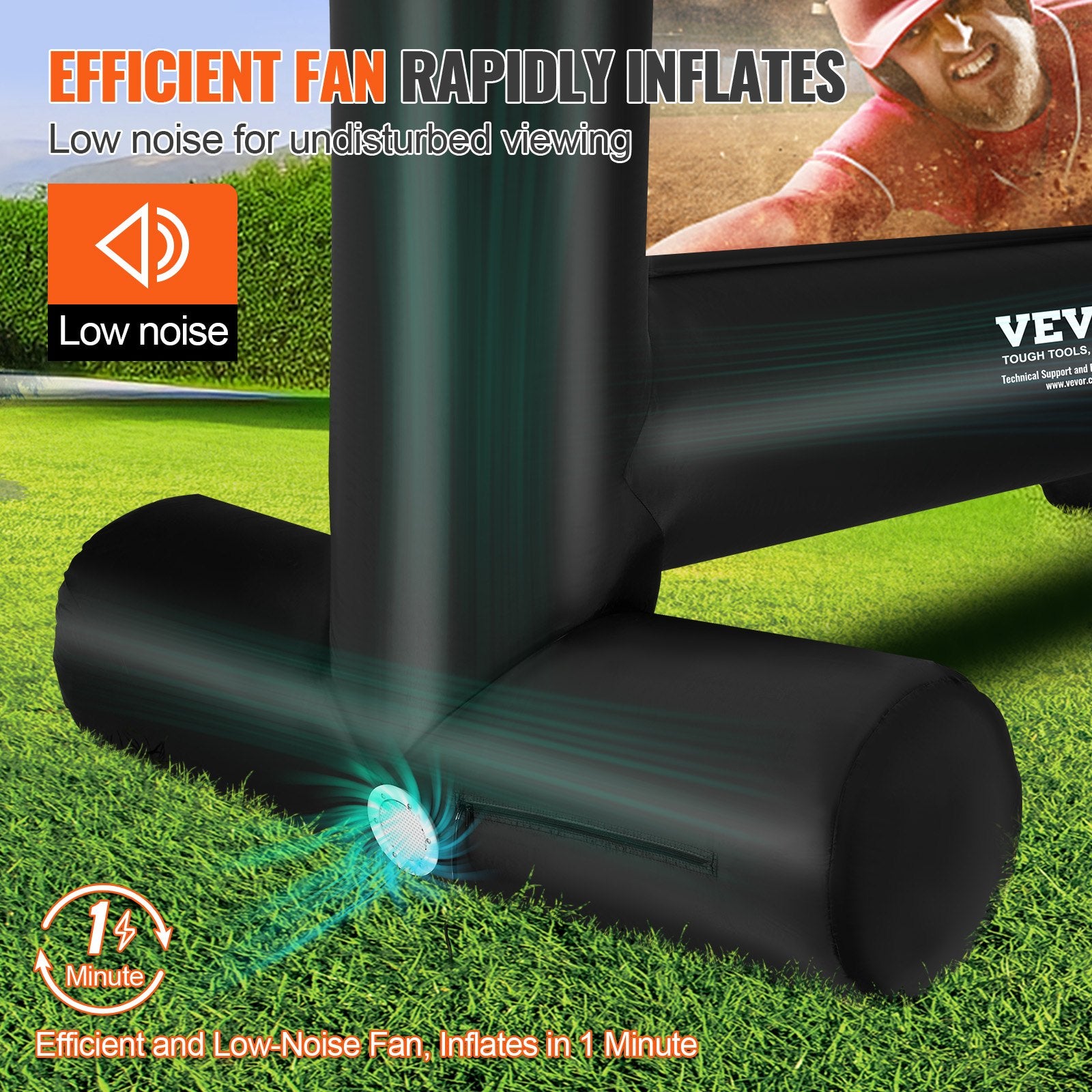VEVOR Inflatable Movie Screen, 14 FT Inflatable Projector Screen for Outside with Blower and Carrying Bag, Front/Rear Projection, Oxford Fabric Blow Up Screen for Outdoor Parties Backyard Movie Night 3
