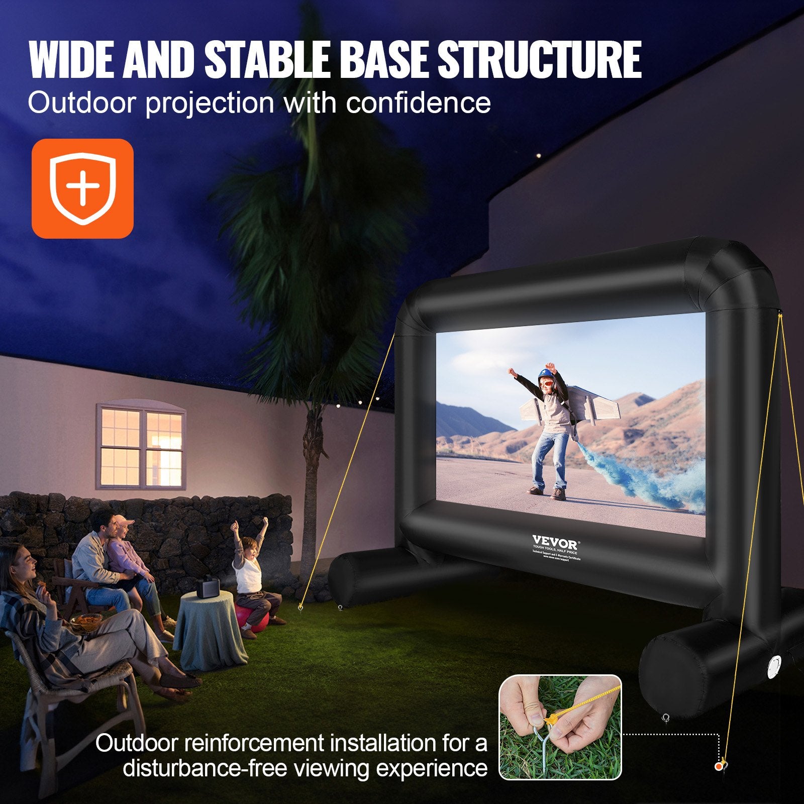 VEVOR Inflatable Movie Screen, 14 FT Inflatable Projector Screen for Outside with Blower and Carrying Bag, Front/Rear Projection, Oxford Fabric Blow Up Screen for Outdoor Parties Backyard Movie Night 5