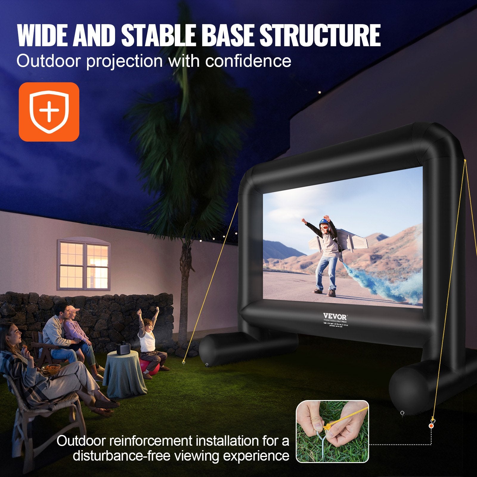 VEVOR Inflatable Movie Screen, 16 FT Inflatable Projector Screen for Outside with Blower and Carrying Bag, Front/Rear Projection, Oxford Fabric Blow Up Screen for Outdoor Parties Backyard Movie Night 5
