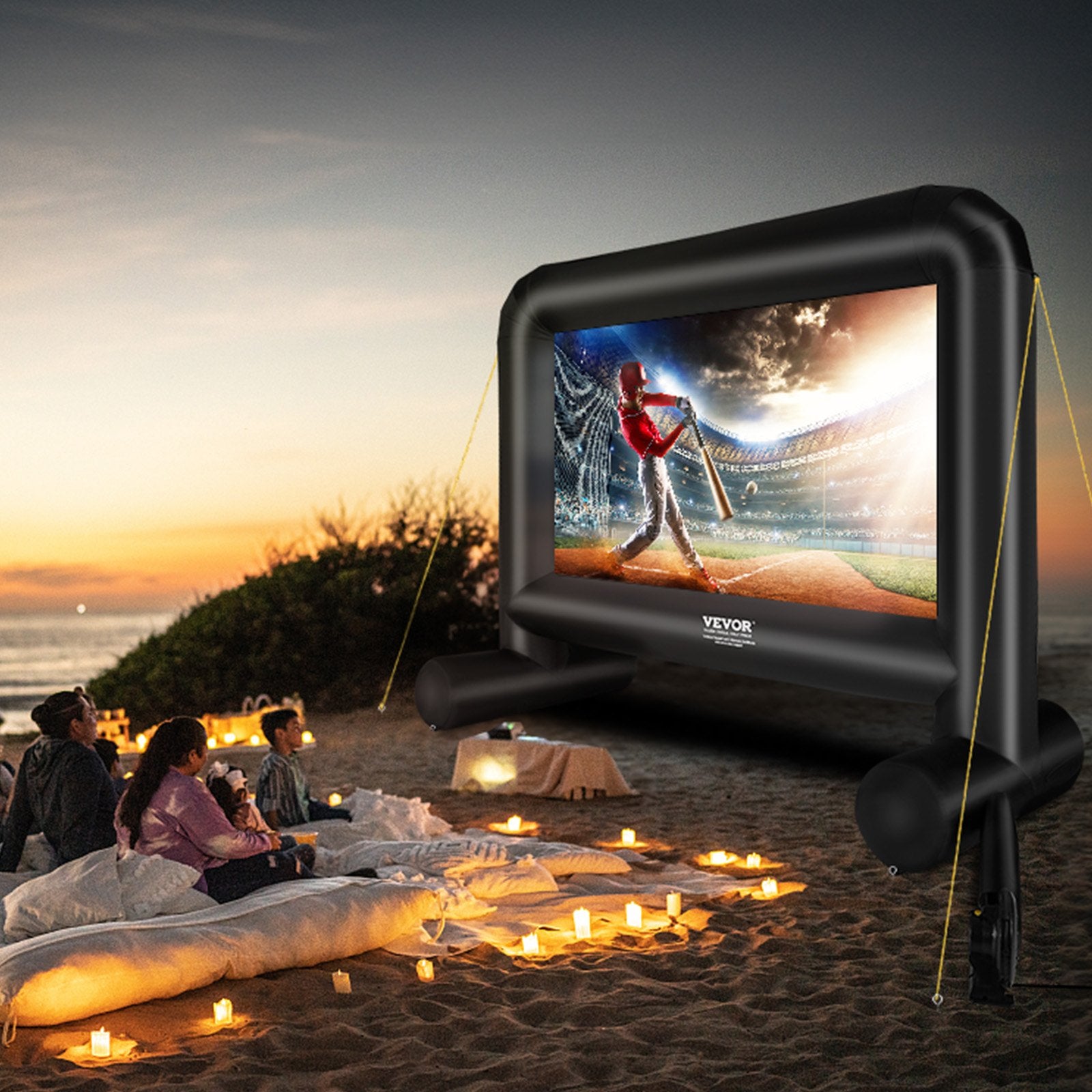 VEVOR Inflatable Movie Screen, 16 FT Inflatable Projector Screen for Outside with Blower and Carrying Bag, Front/Rear Projection, Oxford Fabric Blow Up Screen for Outdoor Parties Backyard Movie Night 8