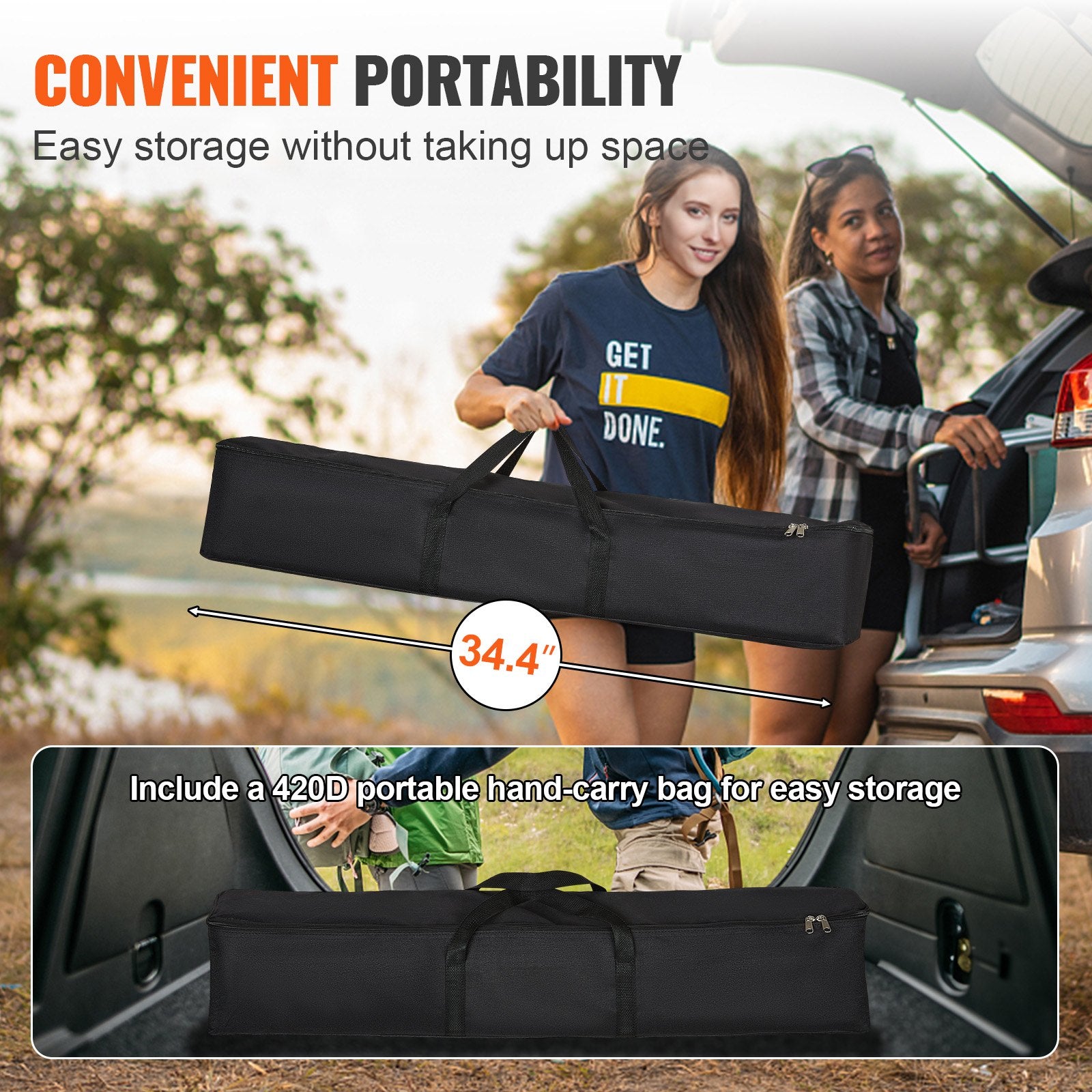 VEVOR Projector Screen with Stand, 150 inch 16:9 4K 1080 HD Outdoor Movie Screen with Stand, Wrinkle-Free Projection Screen with Tripods and Carry Bag, for Home Theater Cinema Backyard Movie Night 5