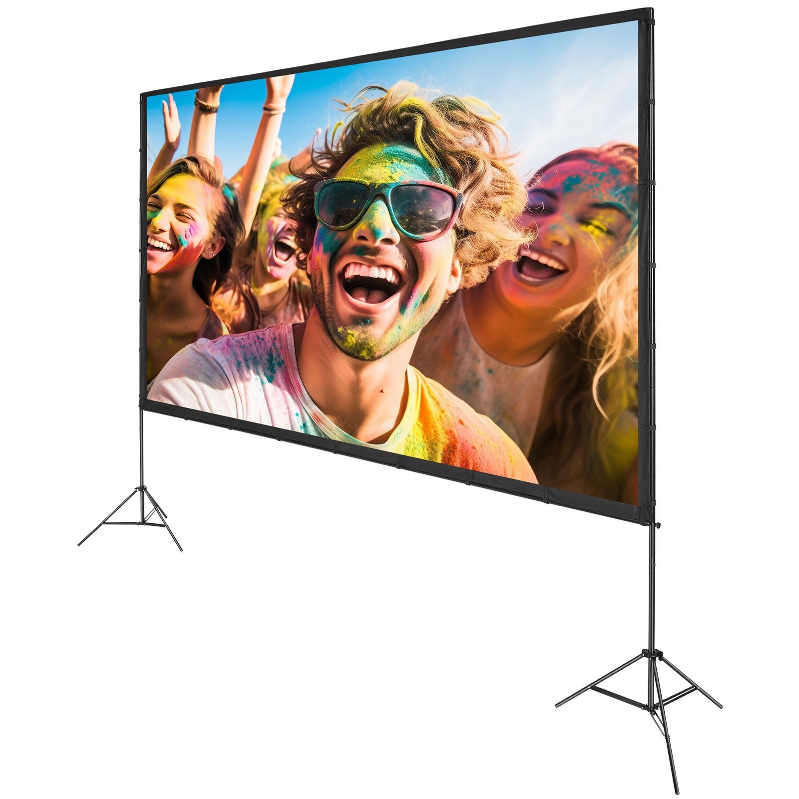 VEVOR Projector Screen with Stand, 150 inch 16:9 4K 1080 HD Outdoor Movie Screen with Stand, Wrinkle-Free Projection Screen with Tripods and Carry Bag, for Home Theater Cinema Backyard Movie Night 11