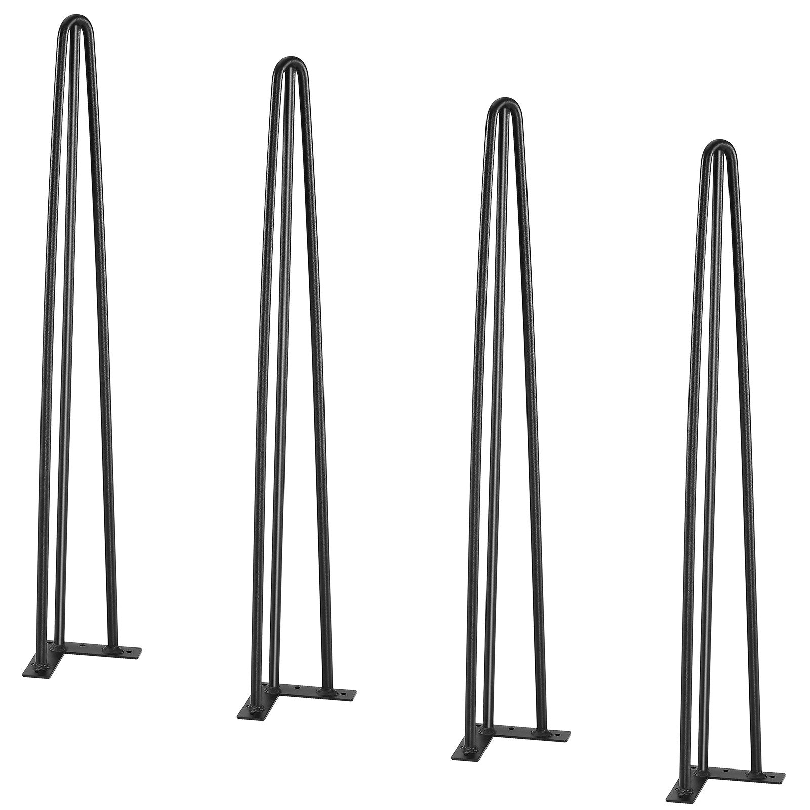 VEVOR Hairpin Table Legs 0.7M, Set of 4 Desk Legs 408.2KG Load Capacity, Hairpin Desk Legs 3 Rods for Desk Chairs Bench Dining End Table, Solid Carbon Steel Heavy Duty Furniture Legs Black 9