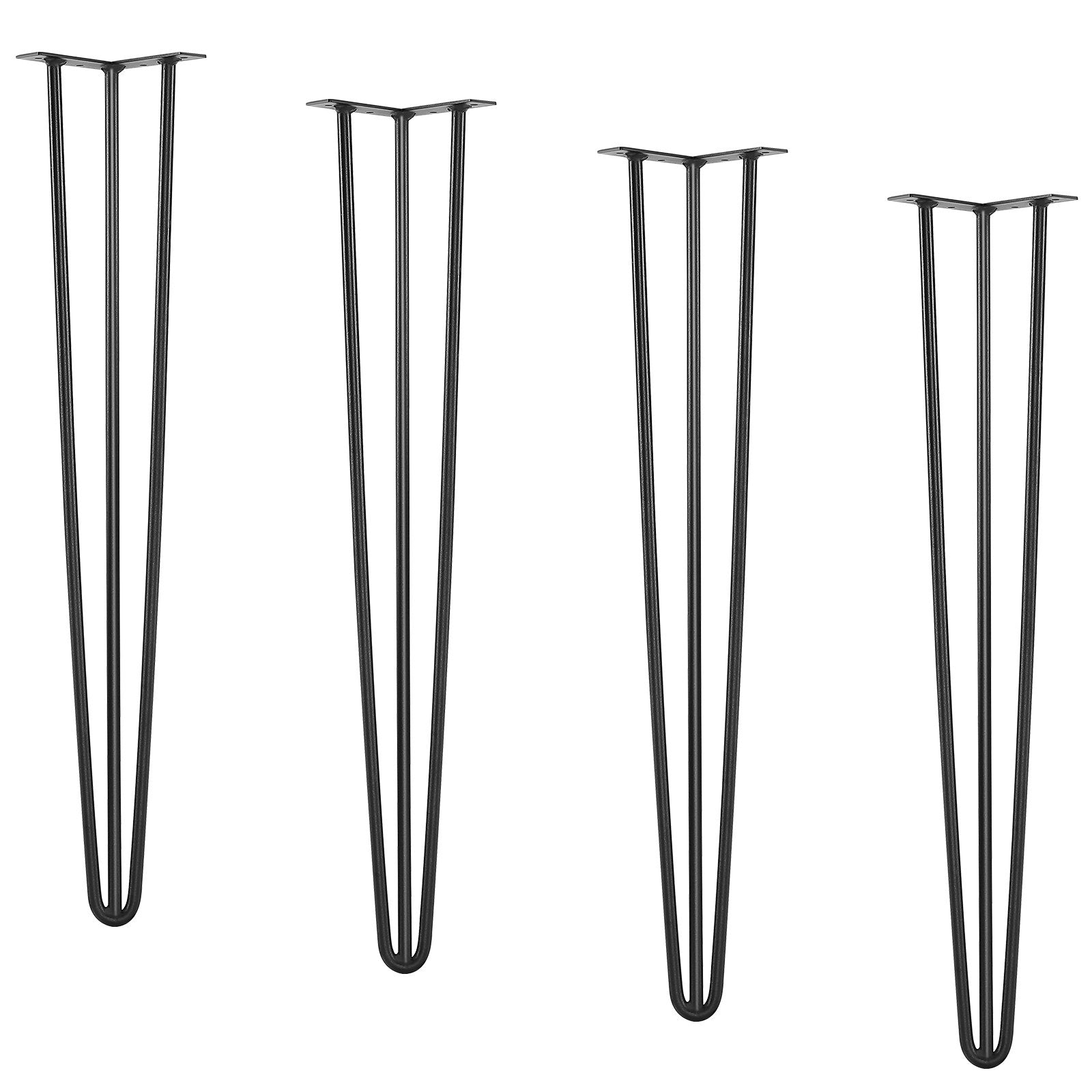 VEVOR Hairpin Table Legs 0.7M, Set of 4 Desk Legs 408.2KG Load Capacity, Hairpin Desk Legs 3 Rods for Desk Chairs Bench Dining End Table, Solid Carbon Steel Heavy Duty Furniture Legs Black 11