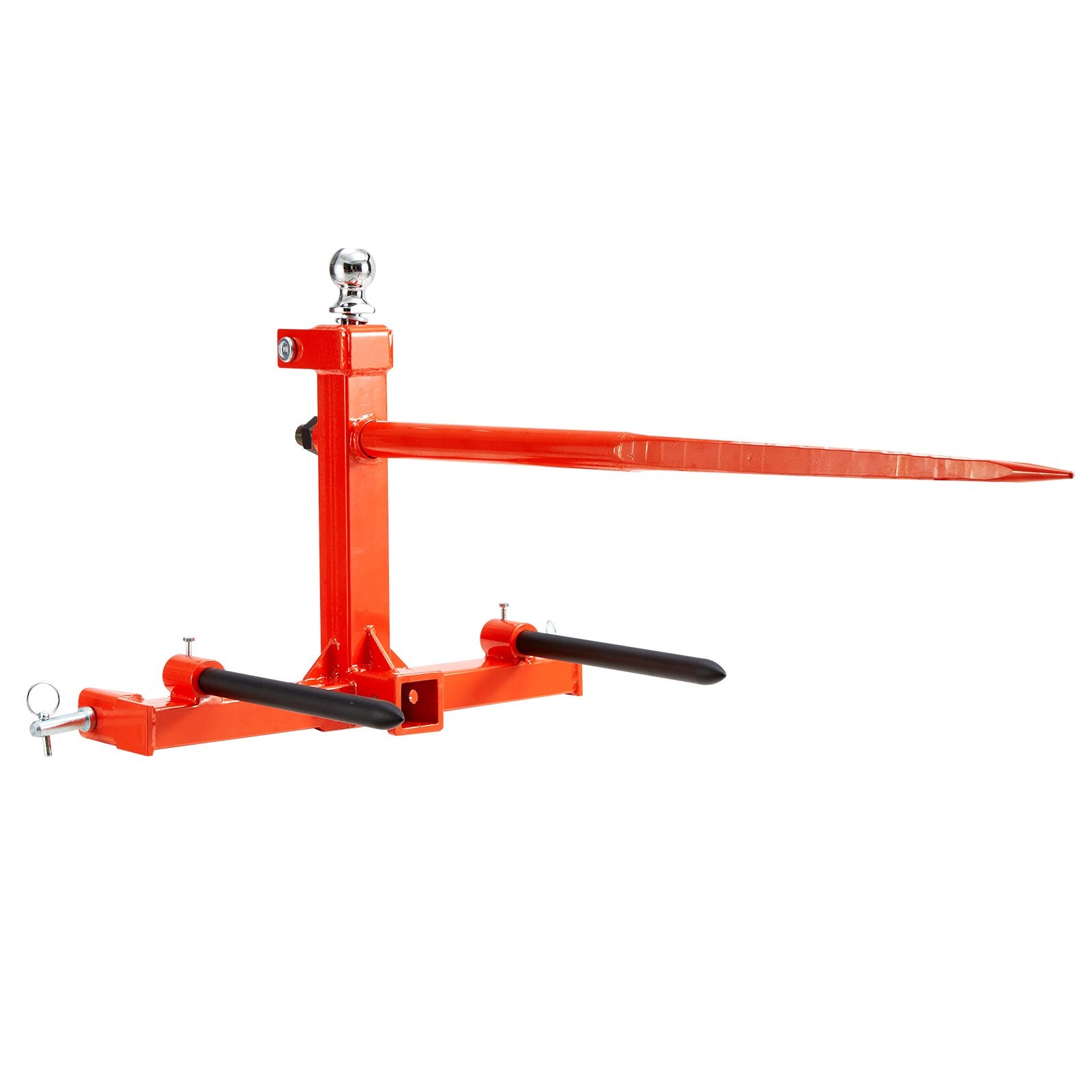 VEVOR 49" Hay Spear, Bale Spears 726kg Loading Capacity, Three-Point Hitch Tractor Attachment with 2pcs 17.5" Stabilizer Spears, Quick Attach Spike Forks 8