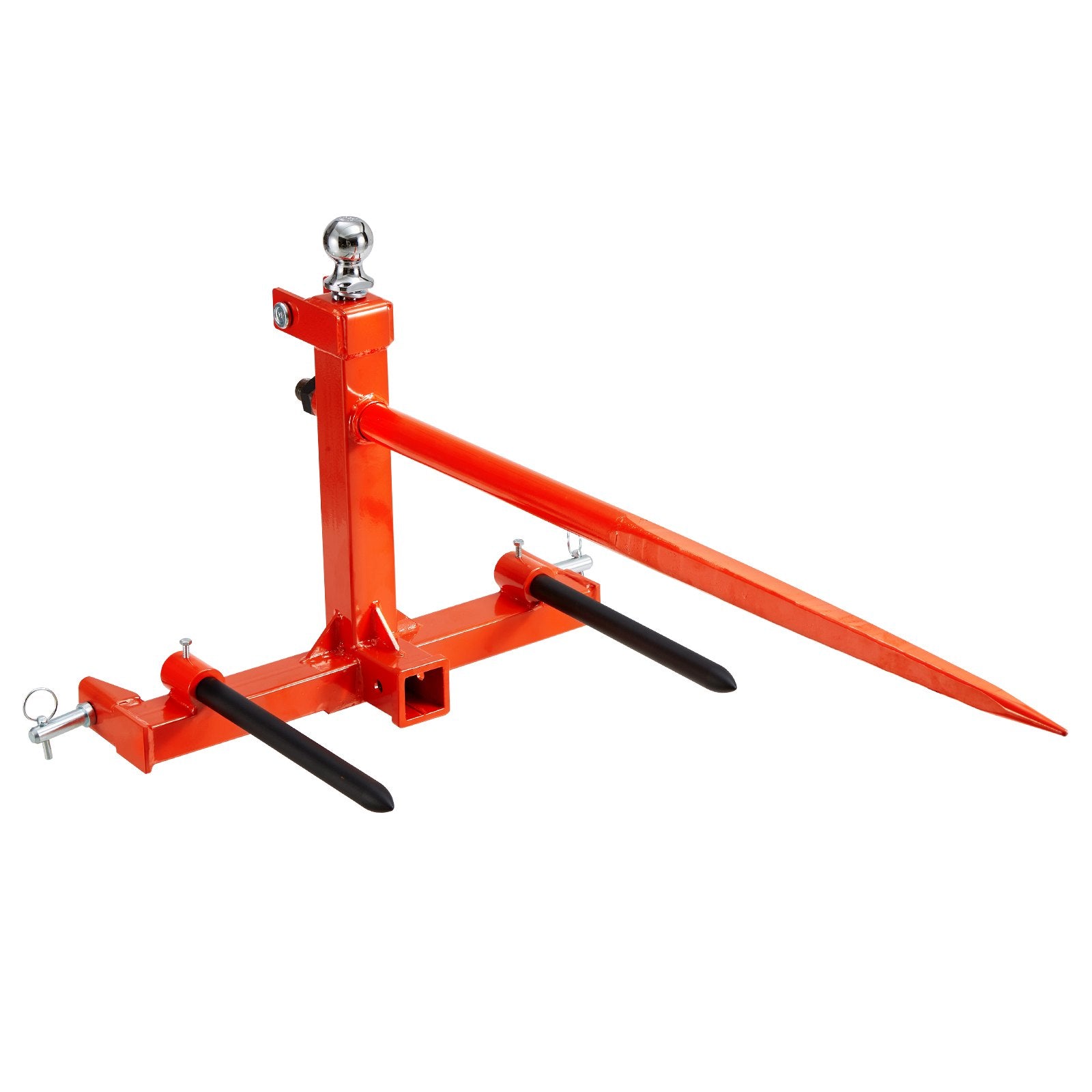 VEVOR 49" Hay Spear, Bale Spears 726kg Loading Capacity, Three-Point Hitch Tractor Attachment with 2pcs 17.5" Stabilizer Spears, Quick Attach Spike Forks 10