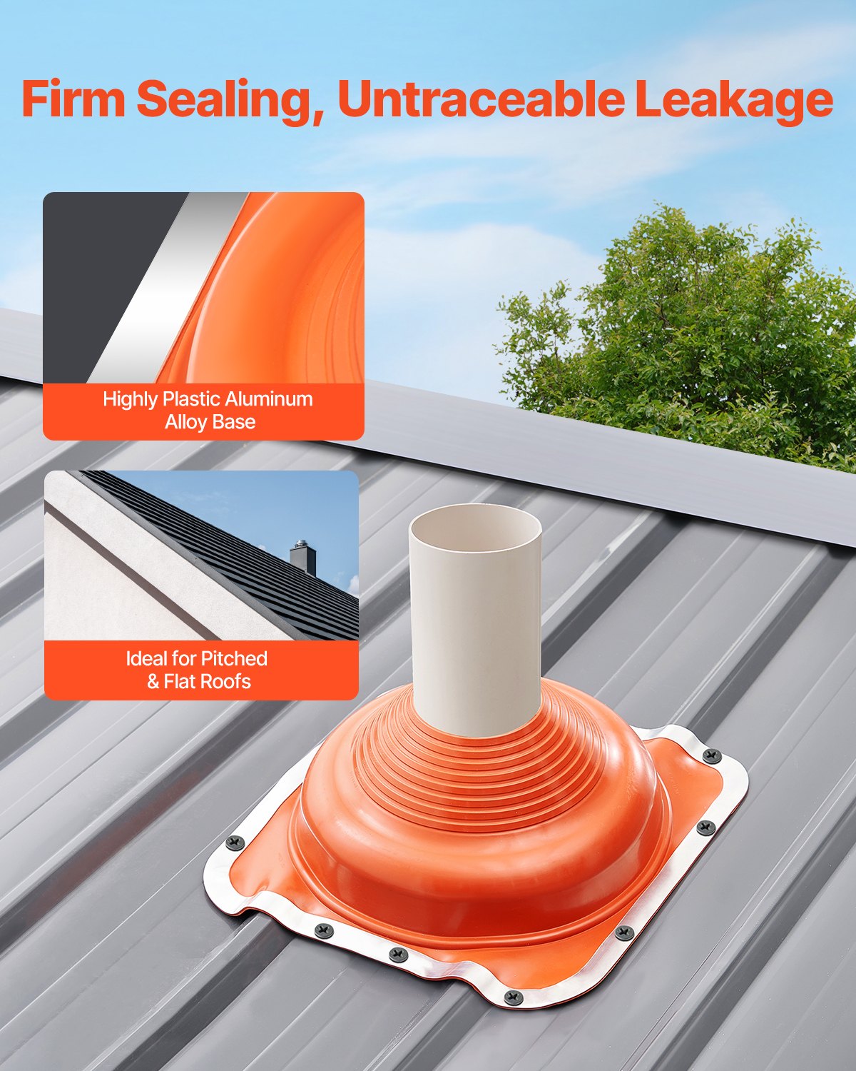 VEVOR 2 Pcs Metal Roof Pipe Flashing Boot Fit 160-300 mm Pipe High Temp Silicone 4