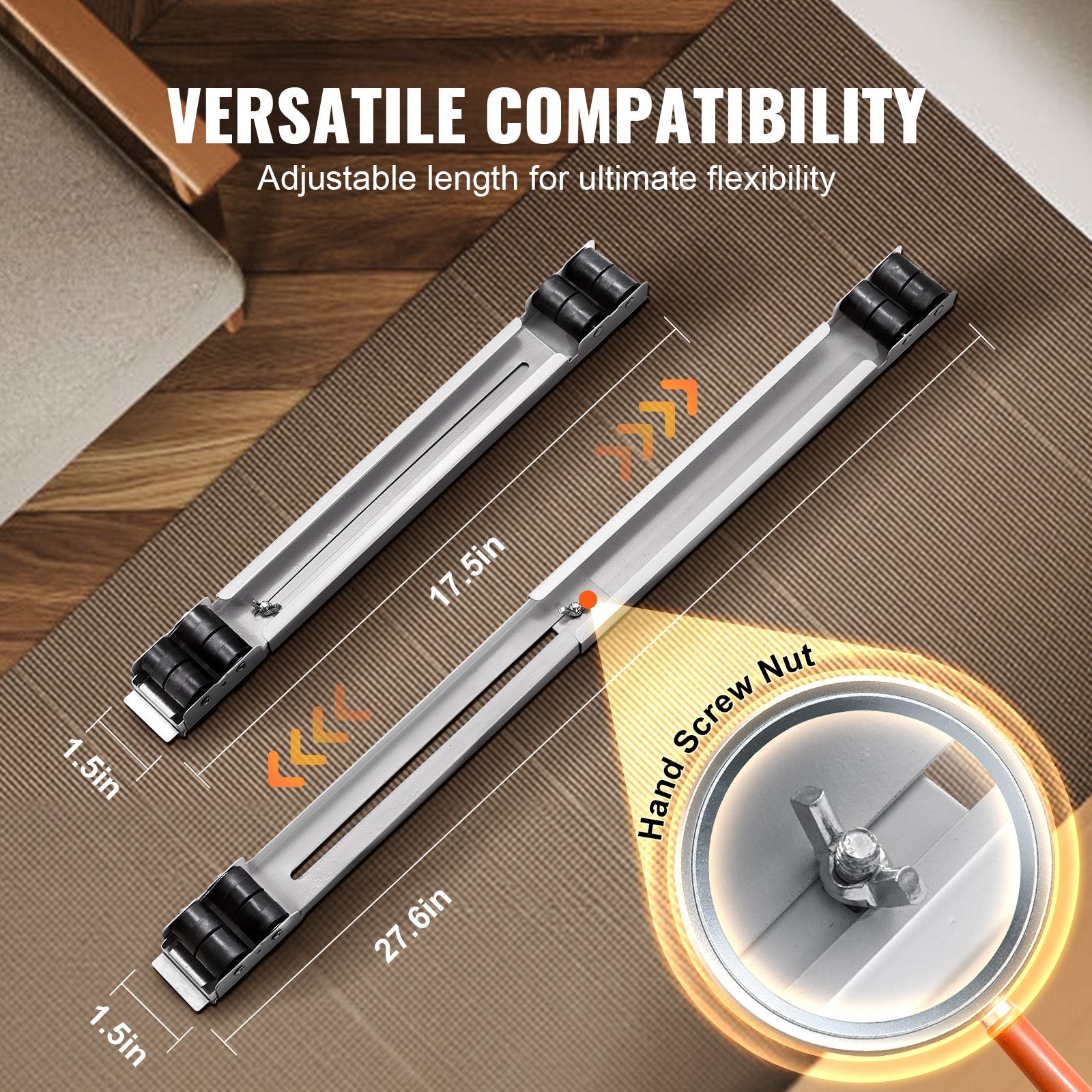 VEVOR Heavy Duty Furniture Appliances Rollers, 660 lbs Total Load, Extendable Appliance Rollers Mobile Washing Machine Base, Fridge Stand Dolly Movers for Refrigerators, Dryers, Dishwashers, White 3