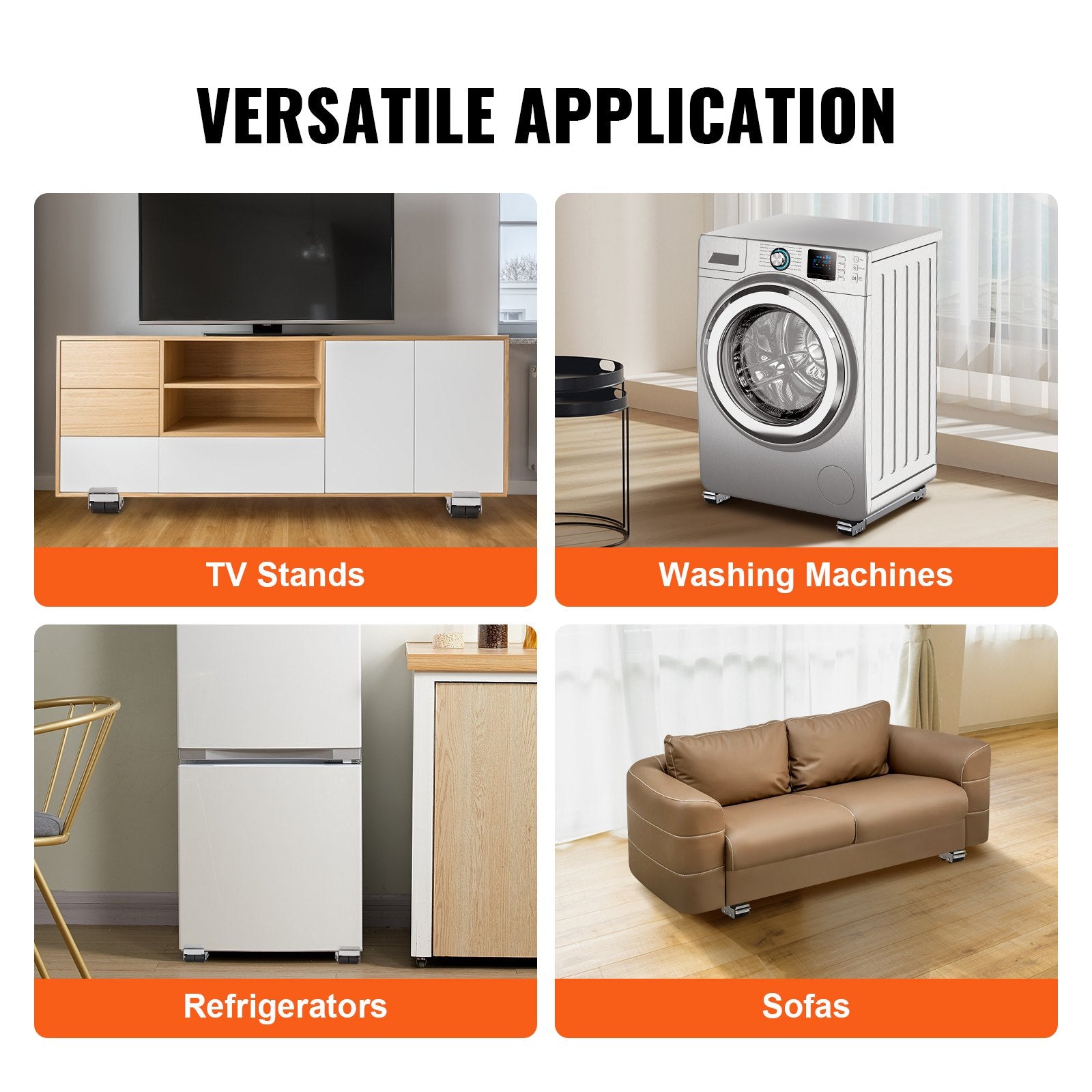 VEVOR Heavy Duty Furniture Appliances Rollers, 660 lbs Total Load, Extendable Appliance Rollers Mobile Washing Machine Base, Fridge Stand Dolly Movers for Refrigerators, Dryers, Dishwashers, White 5