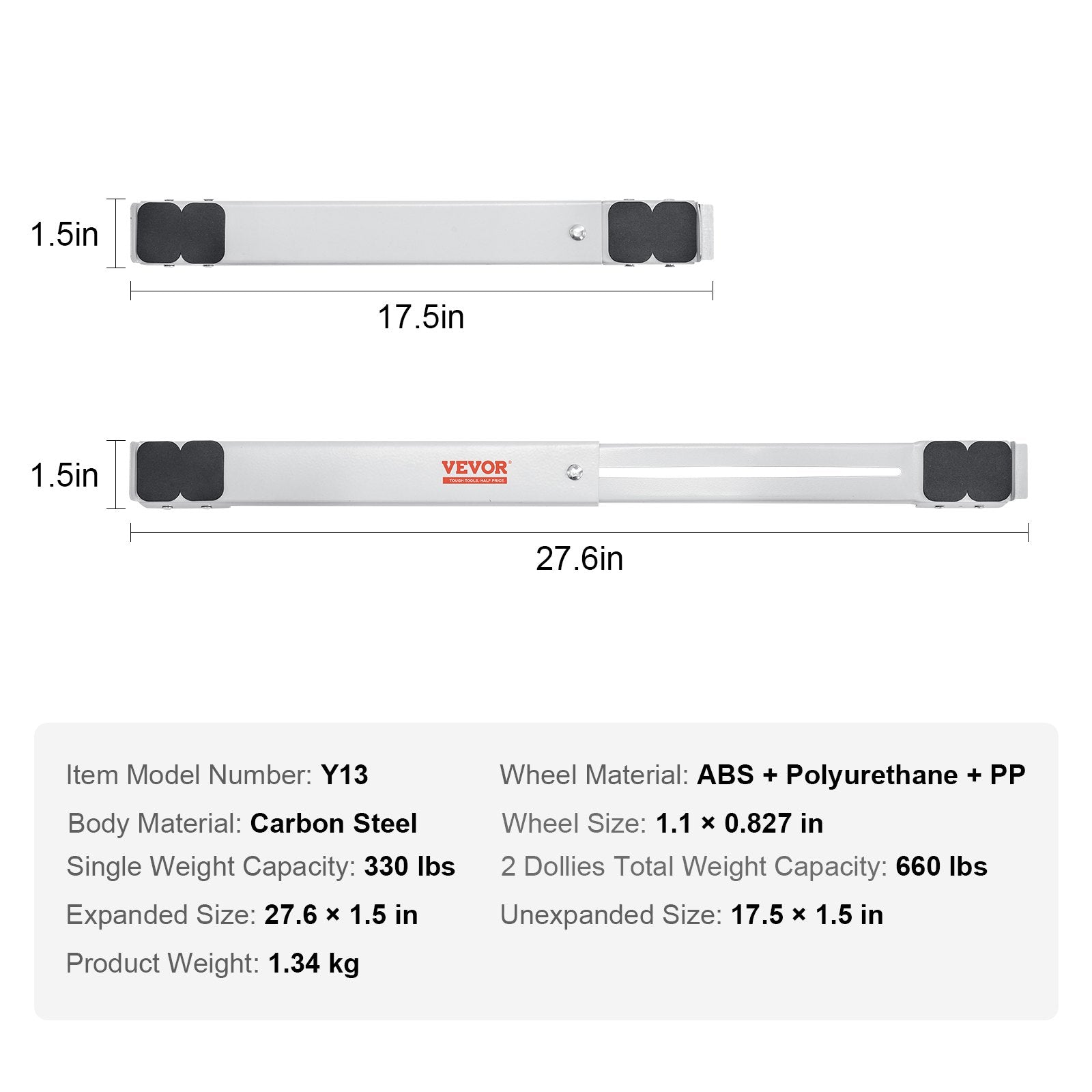 VEVOR Heavy Duty Furniture Appliances Rollers, 660 lbs Total Load, Extendable Appliance Rollers Mobile Washing Machine Base, Fridge Stand Dolly Movers for Refrigerators, Dryers, Dishwashers, White 7