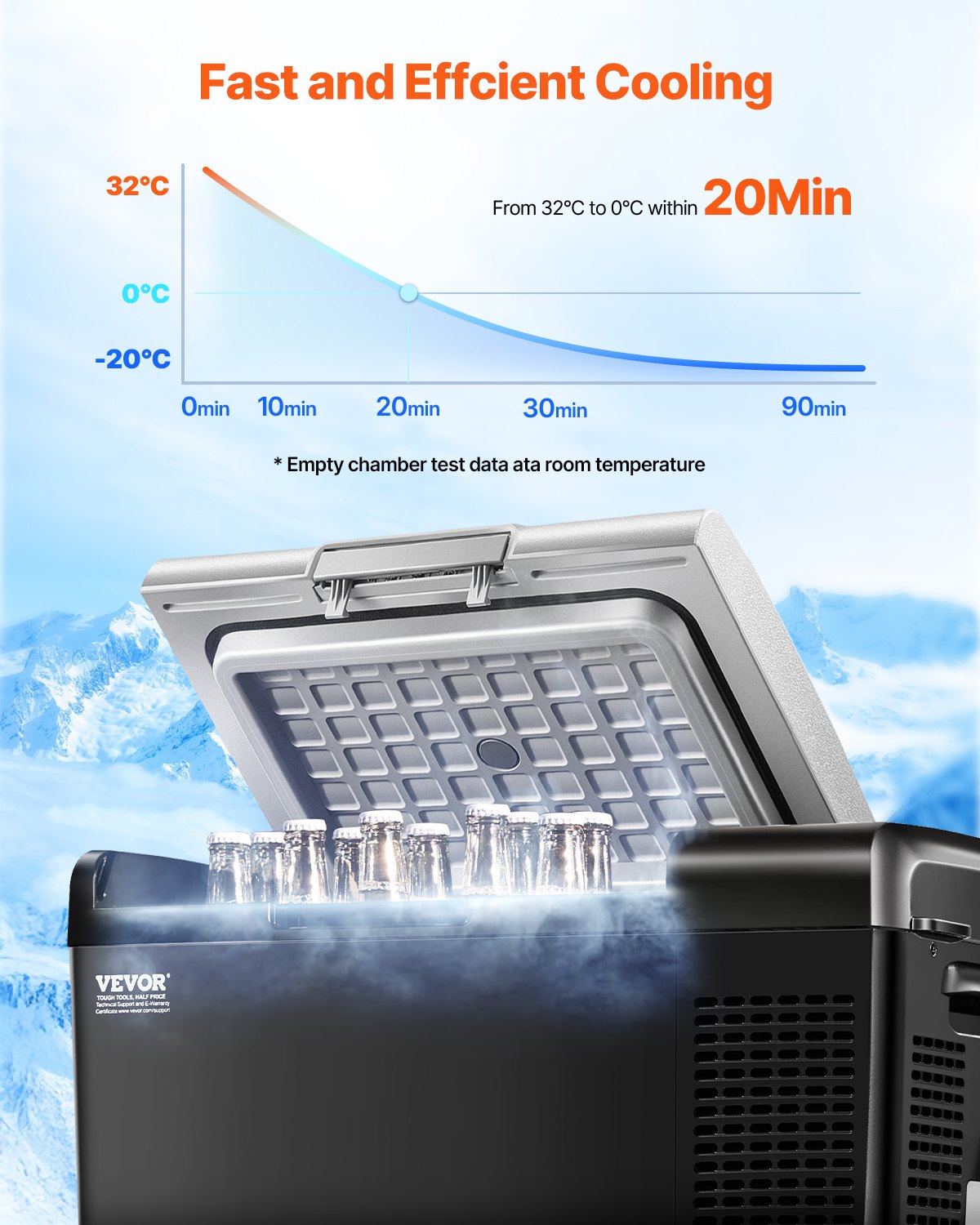 VEVOR Portable Car Refrigerator Freezer Compressor 15L Single Zone for Car Home 3