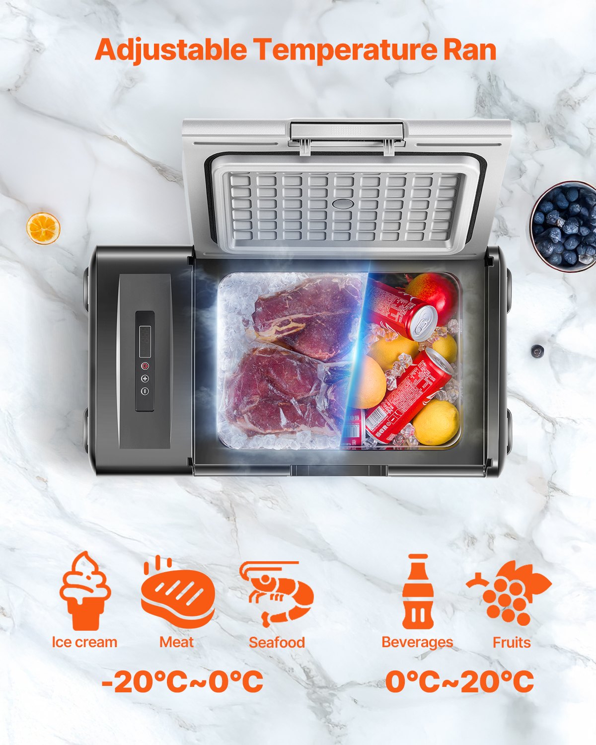 VEVOR Portable Car Refrigerator Freezer Compressor 20L Single Zone for Car Home 4