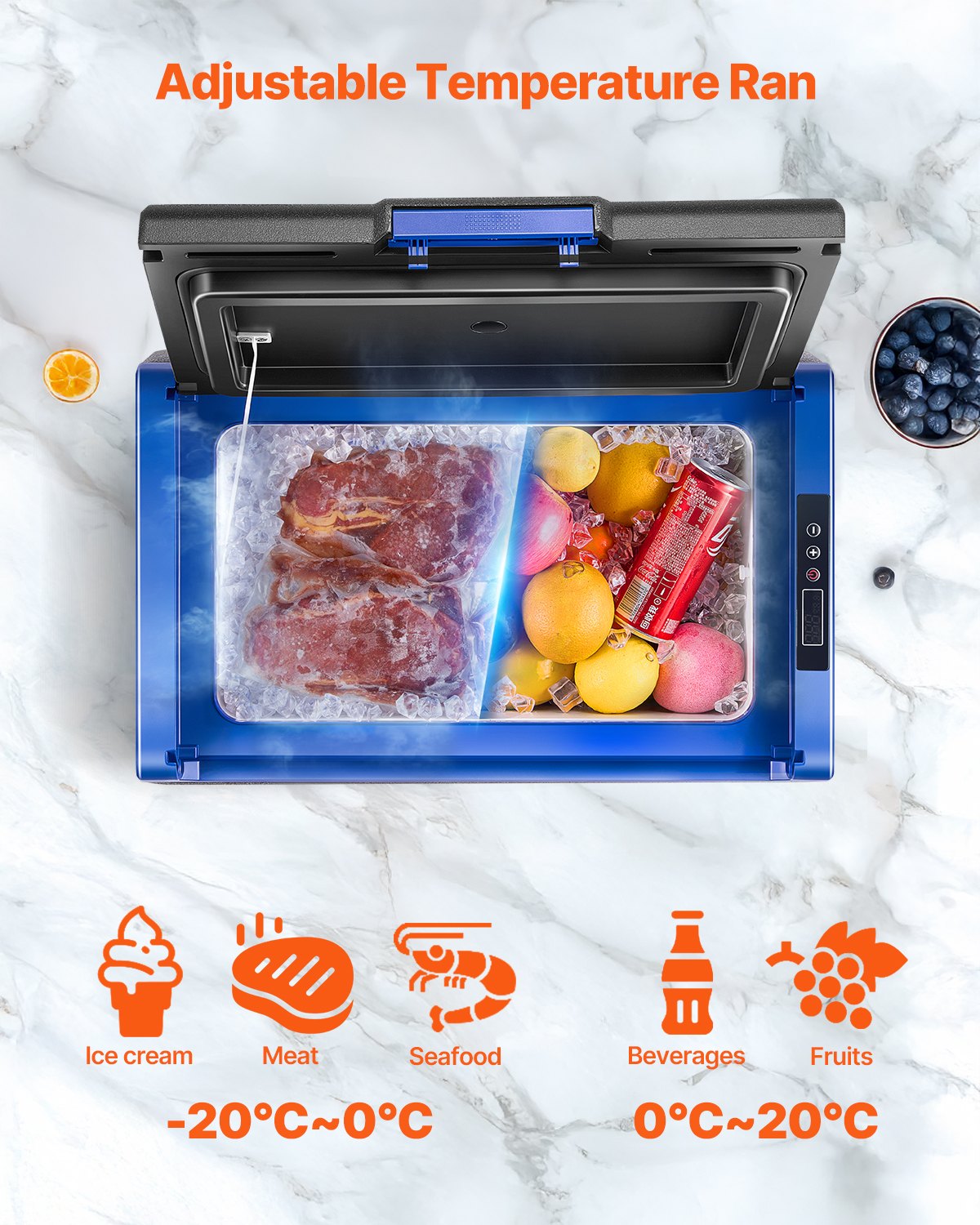 VEVOR Portable Car Refrigerator Freezer Compressor 20L Single Zone for Car Home 4