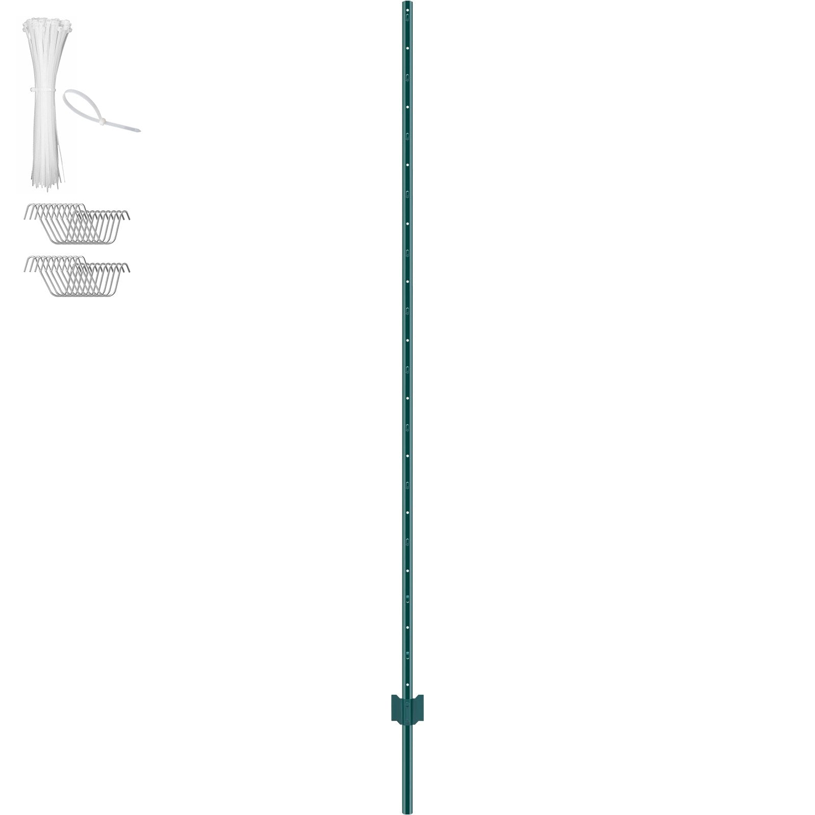 VEVOR 7 Feet Fence Post, 10 Pack U-Channel Heavy Duty Metal Fence Posts, Sturdy Steel Fence Stakes for Garden Yard, Lawn, Farms and Outdoor Wire Fencing, Green 9