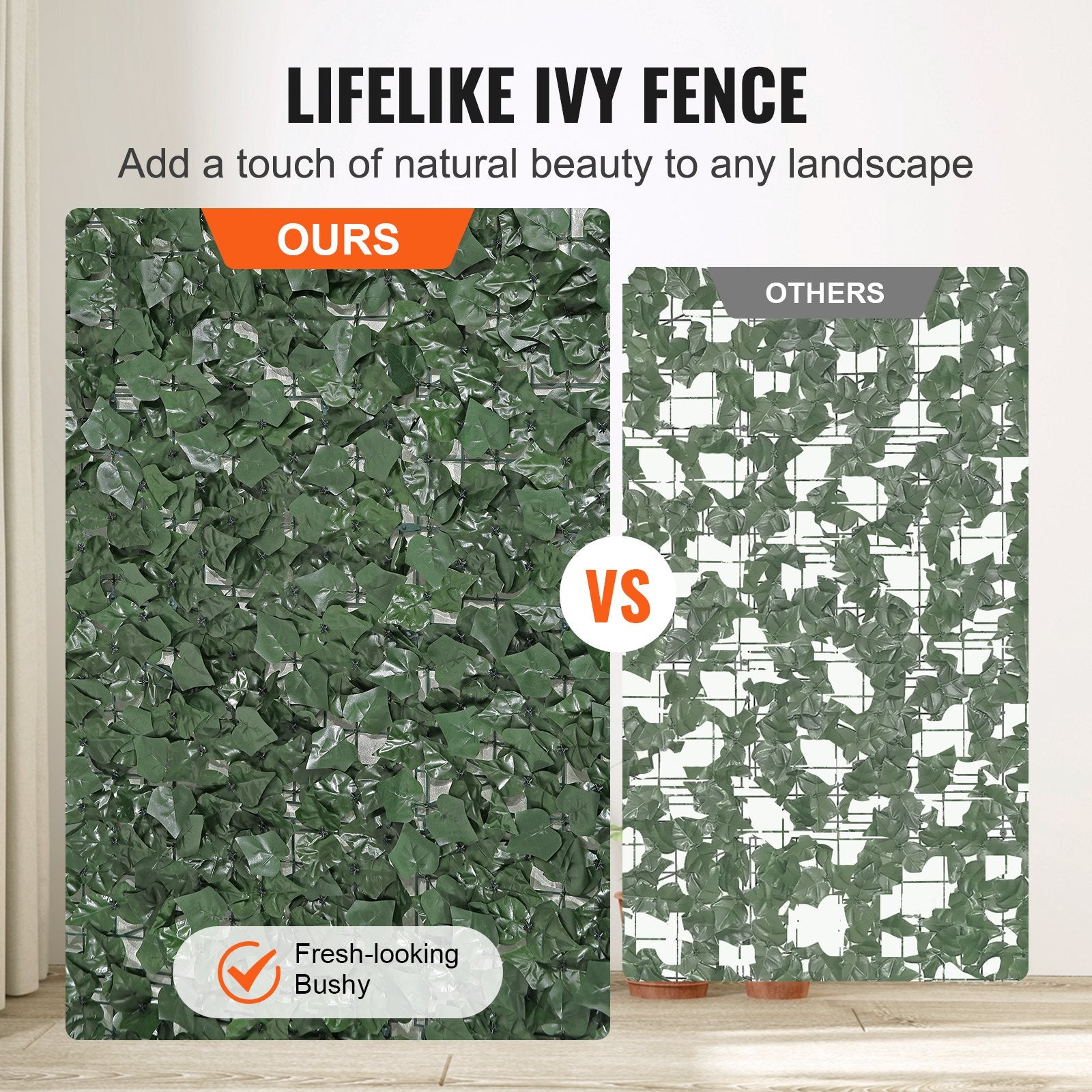 VEVOR Ivy Privacy Fence, 1500 x 2490 mm Artificial Green Wall Screen, Greenery Ivy Fence with Strengthened Joint, Faux Hedges Vine Leaf Decoration for Outdoor Garden, Yard, Patio Decor 4