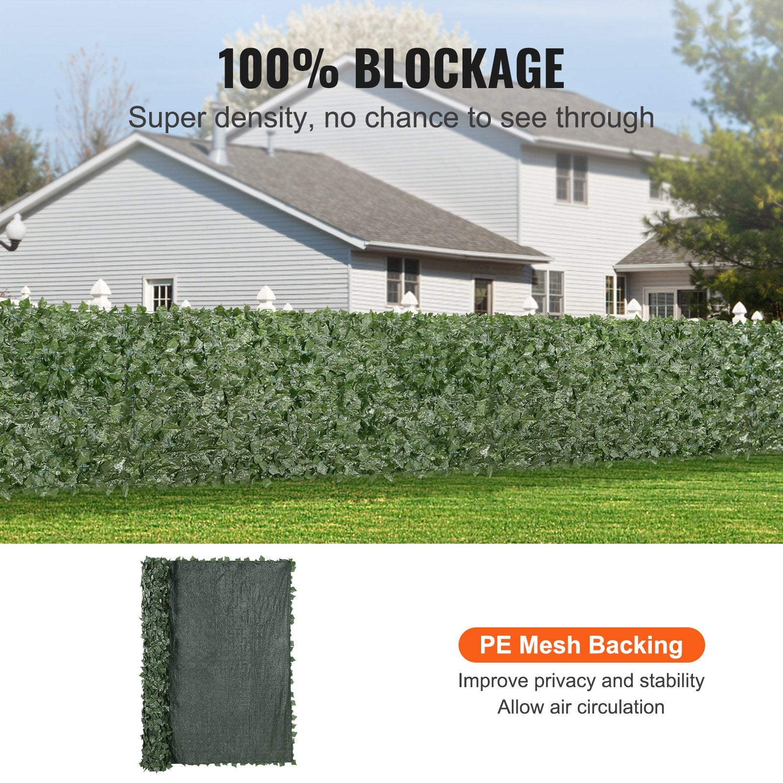VEVOR Ivy Privacy Fence, 1830 x 2440 mm Artificial Green Wall Screen, Greenery Ivy Fence with Mesh Cloth Backing and Strengthened Joint, Faux Hedges Vine Leaf Decoration for Outdoor Garden, Yard 3