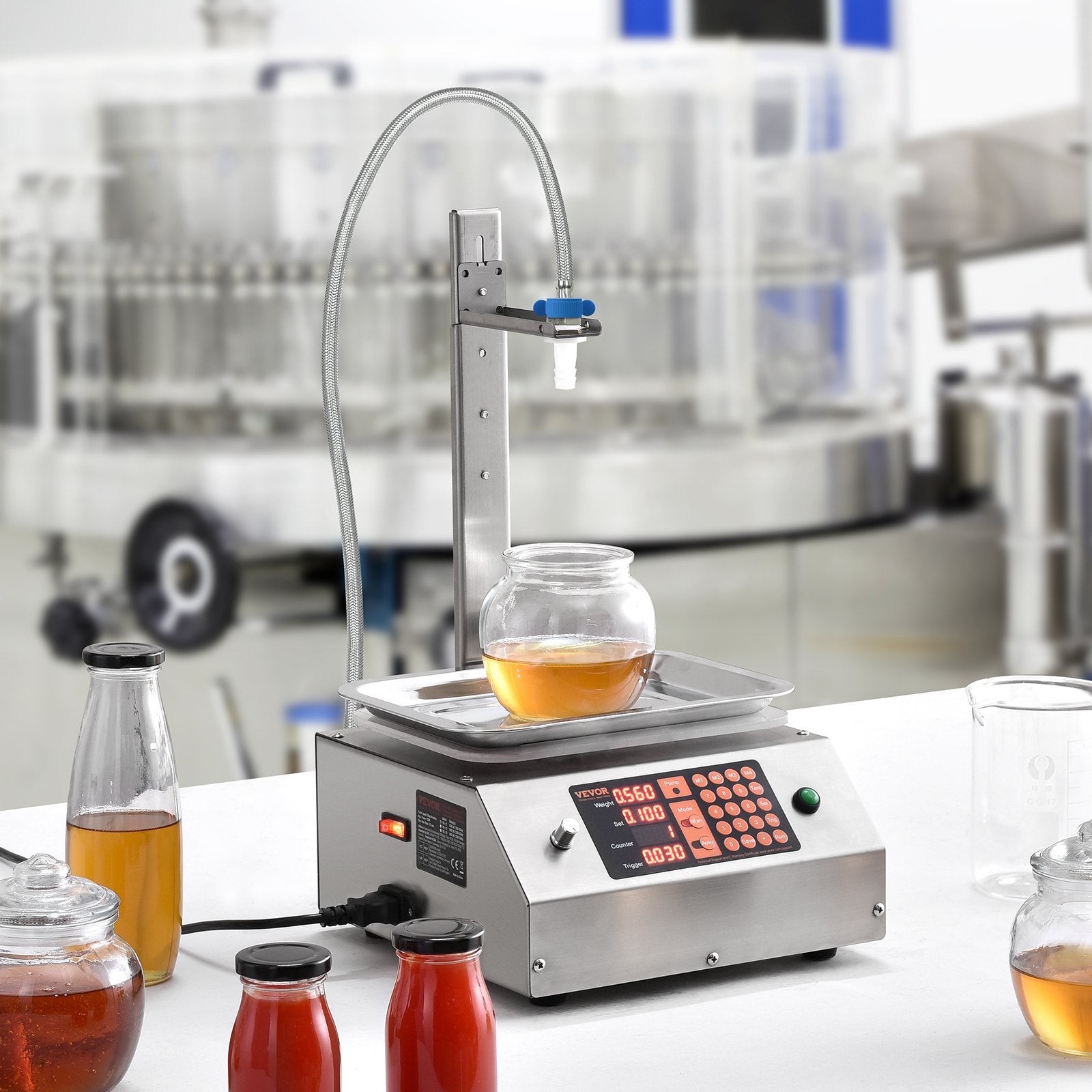 VEVOR Liquid Filling Machine, 30-15000 g Weighing Capacity, Automatic Bottle Filler Machine Bottling Machine Digital Control for Milk, Water, Oil, Wine, Beverage, Detergent, Shampoo (Single Nozzle) 8