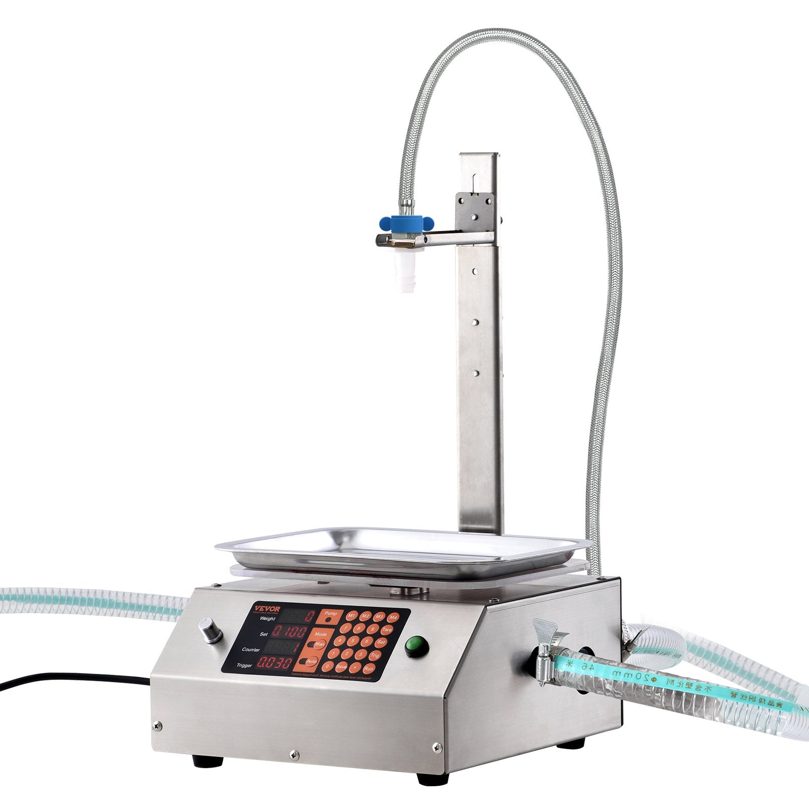VEVOR Liquid Filling Machine, 30-15000 g Weighing Capacity, Automatic Bottle Filler Machine Bottling Machine Digital Control for Milk, Water, Oil, Wine, Beverage, Detergent, Shampoo (Single Nozzle) 10
