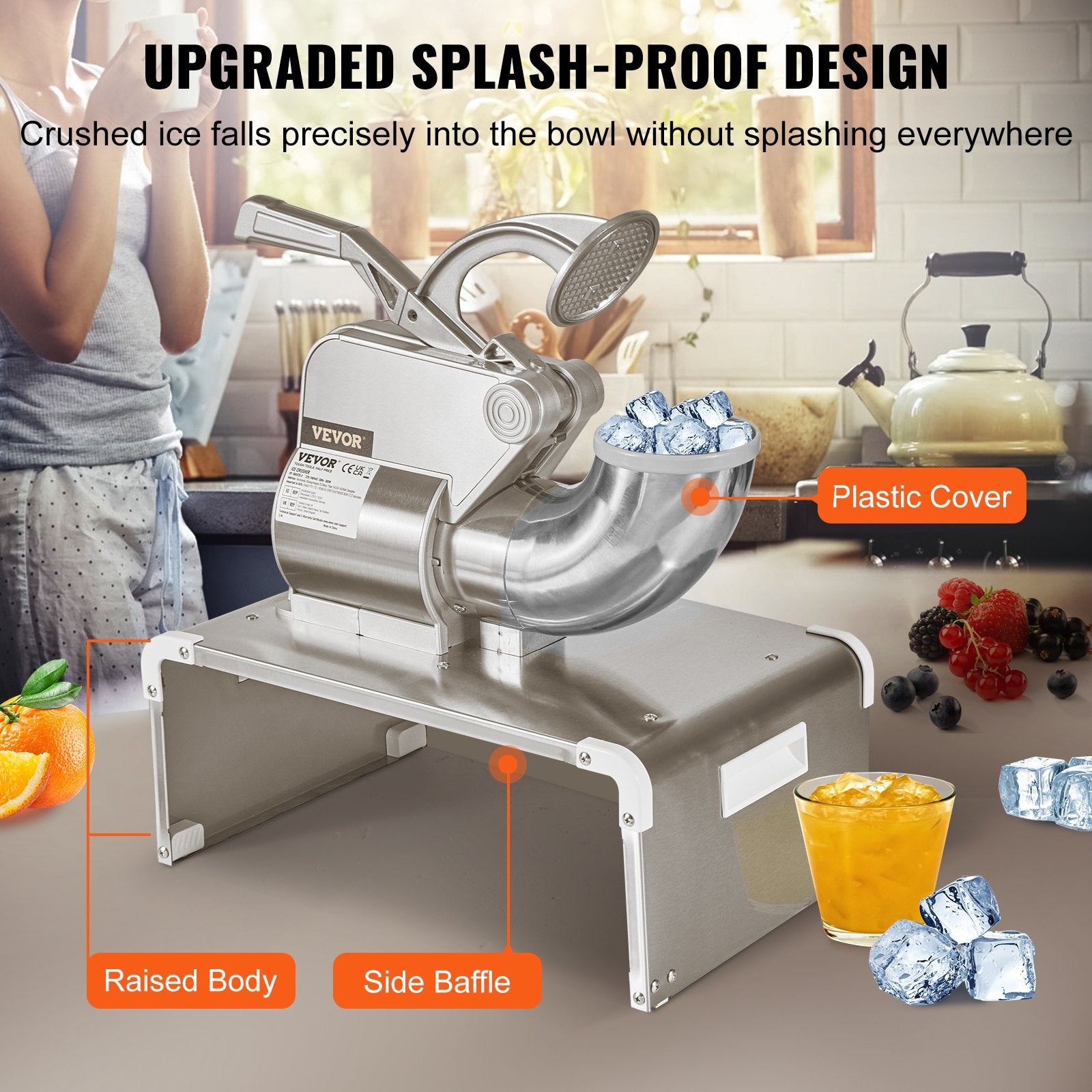 VEVOR Commercial Ice Shaver Crusher, 661lbs Per Hour Electric Snow Cone Maker, 350W Shaved Ice Machine with Dual Blades for Parties Events Snack Bar, Home and Commercial Use 4