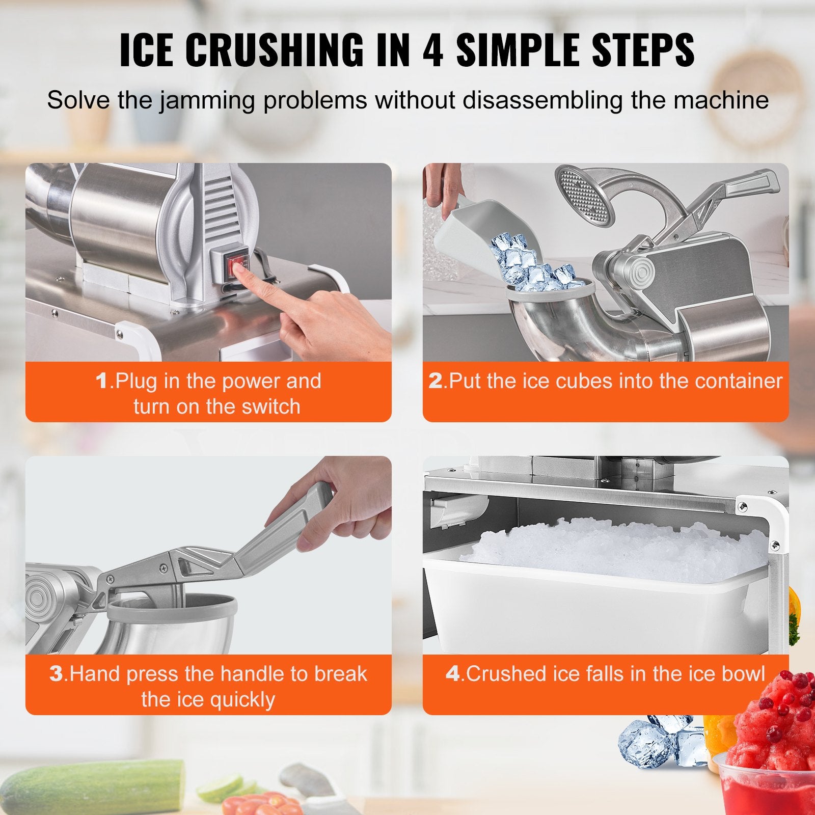 VEVOR Commercial Ice Shaver Crusher, 661lbs Per Hour Electric Snow Cone Maker, 350W Shaved Ice Machine with Dual Blades for Parties Events Snack Bar, Home and Commercial Use 5