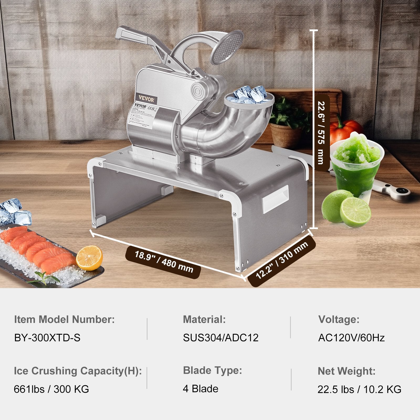 VEVOR Commercial Ice Shaver Crusher, 661lbs Per Hour Electric Snow Cone Maker, 350W Shaved Ice Machine with Dual Blades for Parties Events Snack Bar, Home and Commercial Use 7