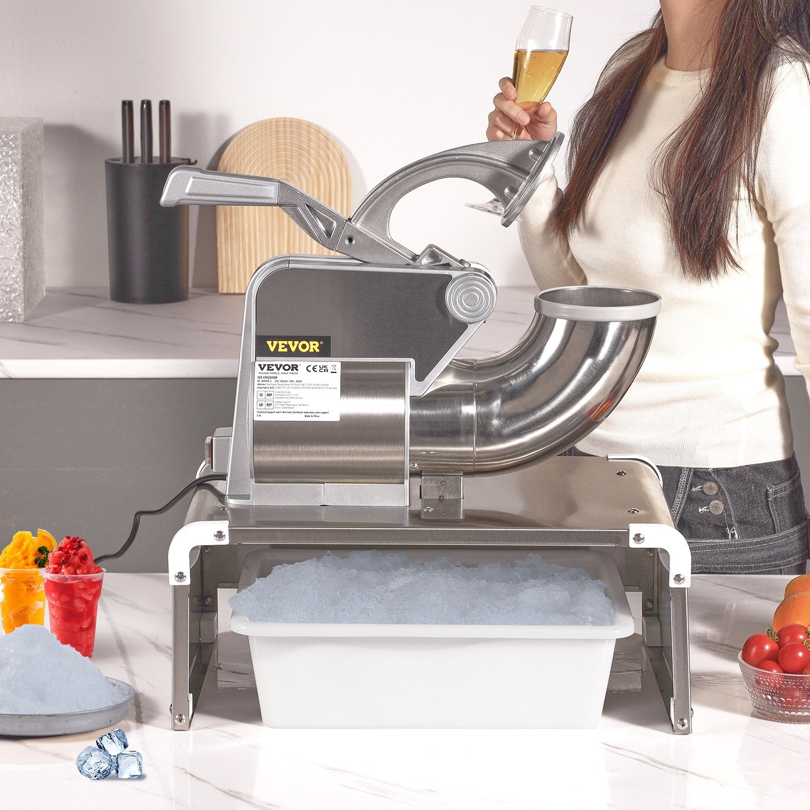 VEVOR Commercial Ice Shaver Crusher, 661lbs Per Hour Electric Snow Cone Maker, 350W Shaved Ice Machine with Dual Blades for Parties Events Snack Bar, Home and Commercial Use 8