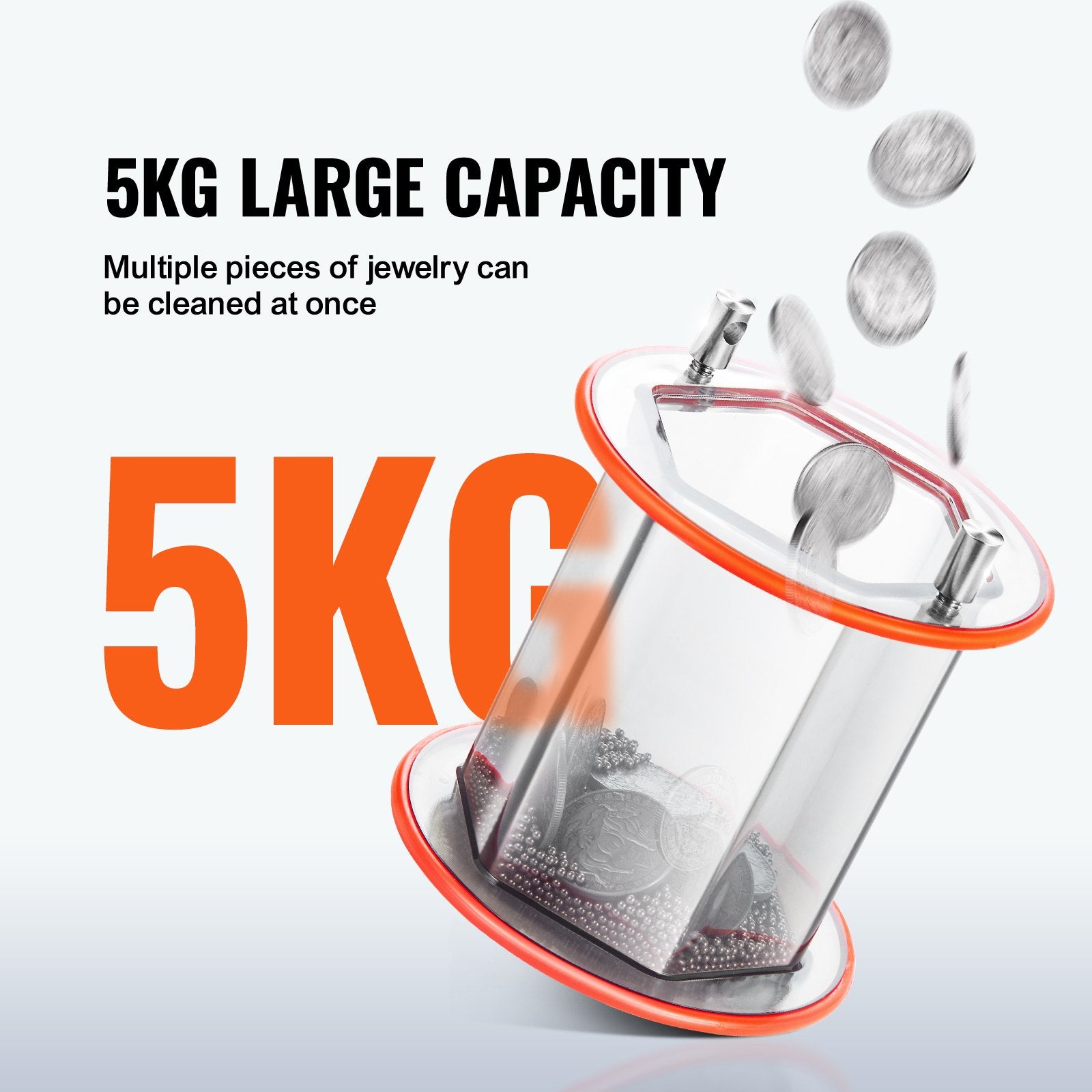 VEVOR Jewelry Polisher Tumbler, 11lbs/5kg Capacity Mini Rotary Tumbler Machine with 0-60 Minutes Timer, 5 Speeds Jewelry Rotary Finisher for Surface Polishing Grinding Buffing Gemstones Jewels Coins 5