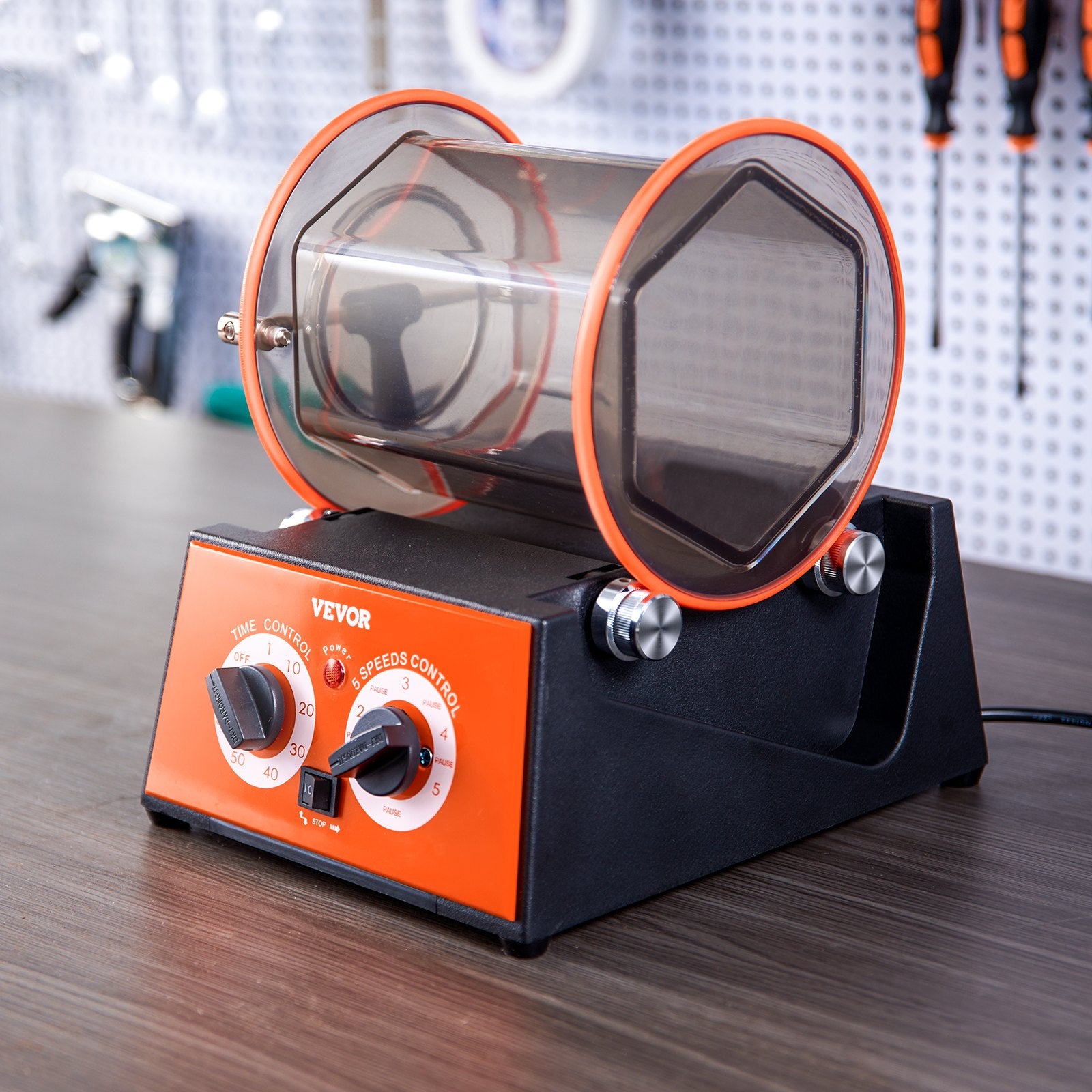 VEVOR Jewelry Polisher Tumbler, 11lbs/5kg Capacity Mini Rotary Tumbler Machine with 0-60 Minutes Timer, 5 Speeds Jewelry Rotary Finisher for Surface Polishing Grinding Buffing Gemstones Jewels Coins 8