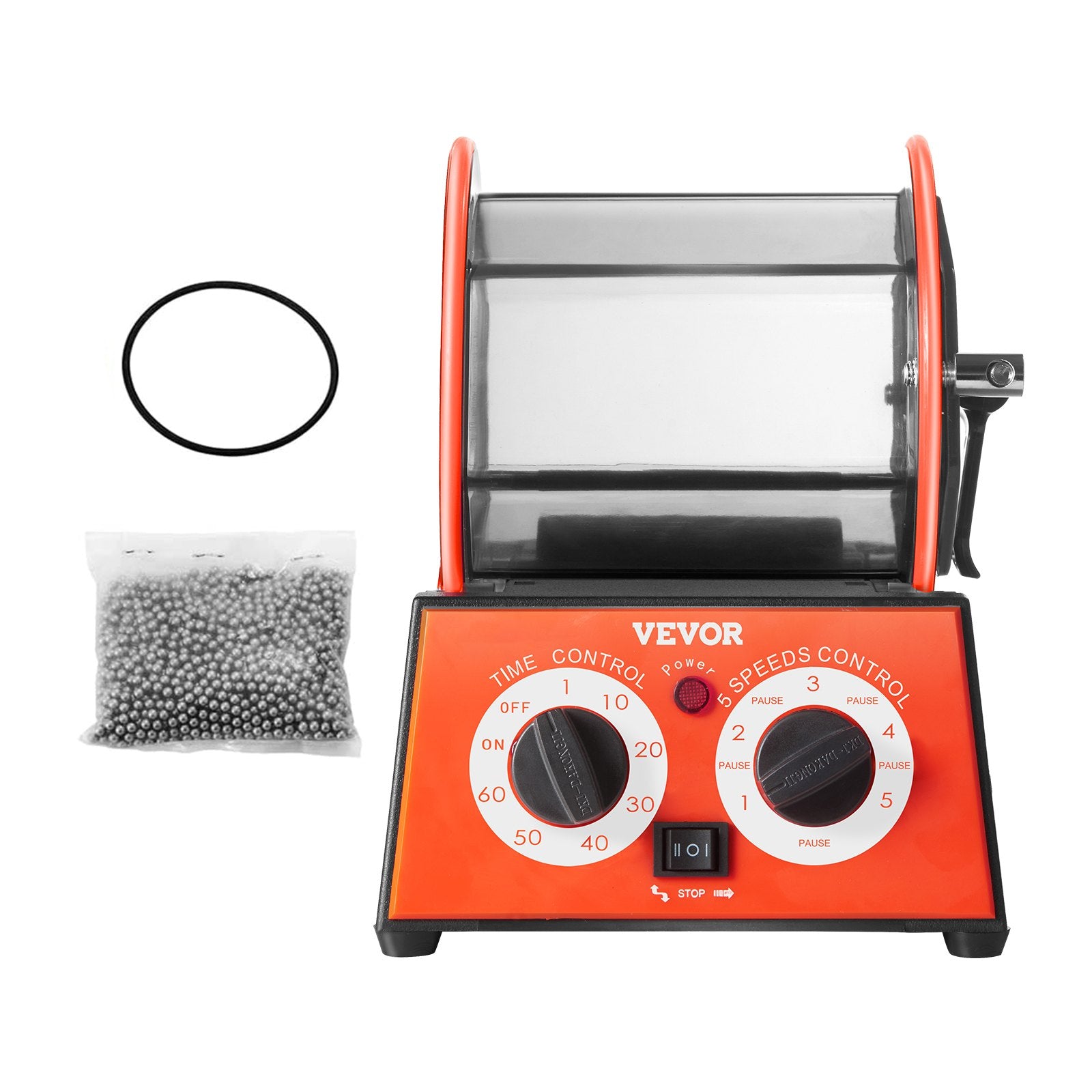 VEVOR Jewelry Polisher Tumbler, 11lbs/5kg Capacity Mini Rotary Tumbler Machine with 0-60 Minutes Timer, 5 Speeds Jewelry Rotary Finisher for Surface Polishing Grinding Buffing Gemstones Jewels Coins 9