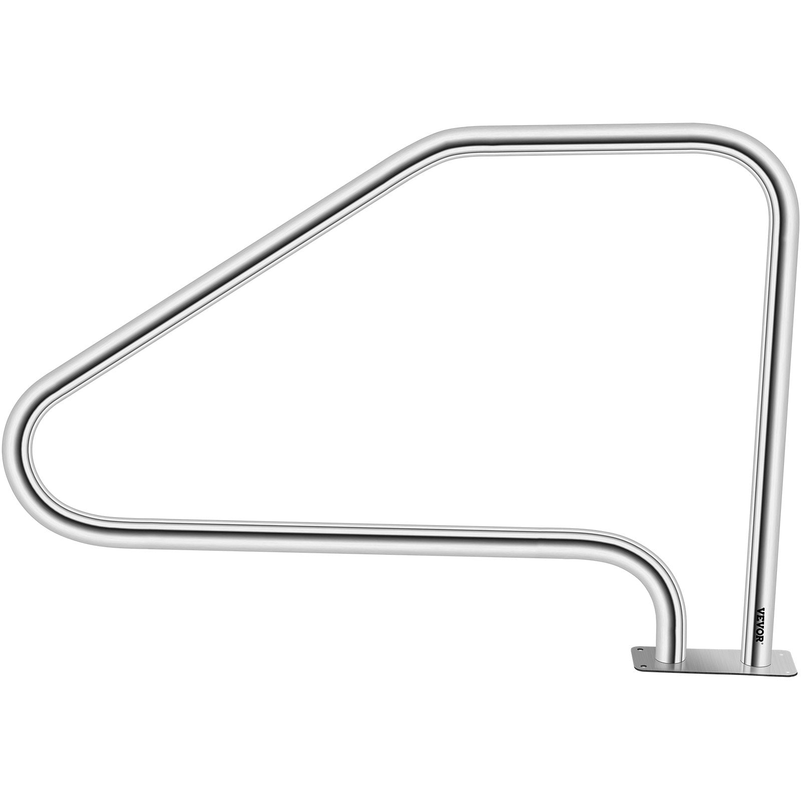 VEVOR Swimming Pool Handrail Ladder Handrail Stainless Steel Rail w/ Base Plate 10