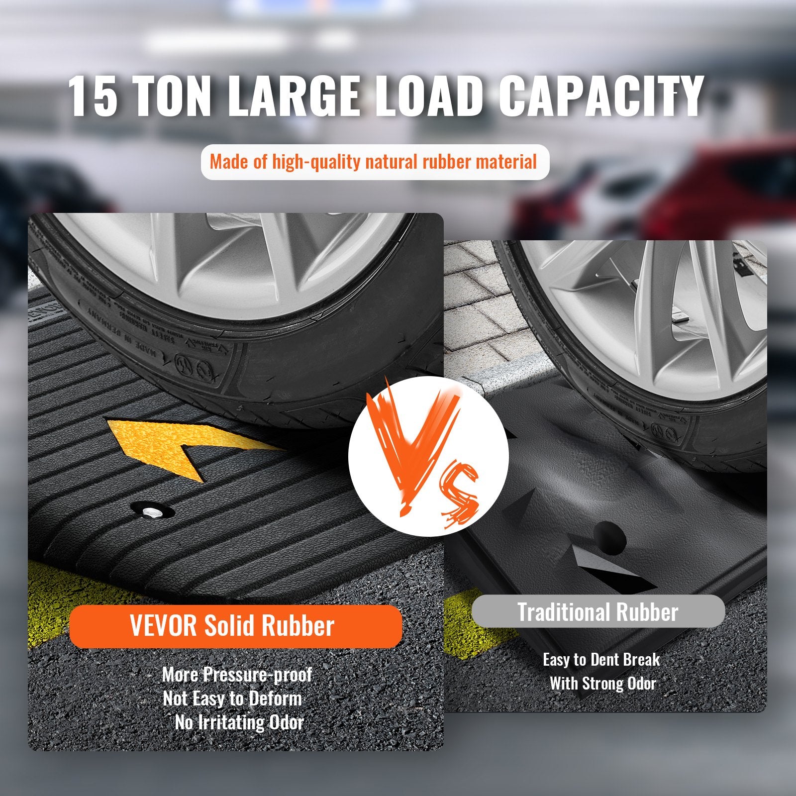 VEVOR Upgraded Rubber Threshold Ramp, 8.9 cm Rise Door Ramp with 1 Channel, Natural Rubber Car Ramp with Non-Slip Textured Surface, 15 tons Load Capacity Curb Ramp for Wheelchair and Scooter 3