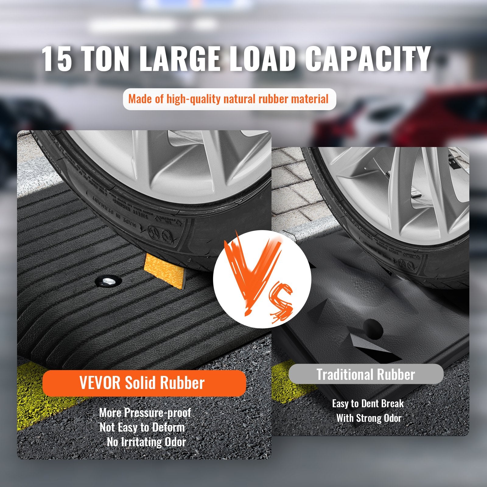 VEVOR Upgraded Rubber Threshold Ramp, 7.6 cm Rise Door Ramp with 1 Channel, Natural Rubber Car Ramp with Non-Slip Textured Surface, 150 tons Load Capacity Curb Ramp for Wheelchair and Scooter 3