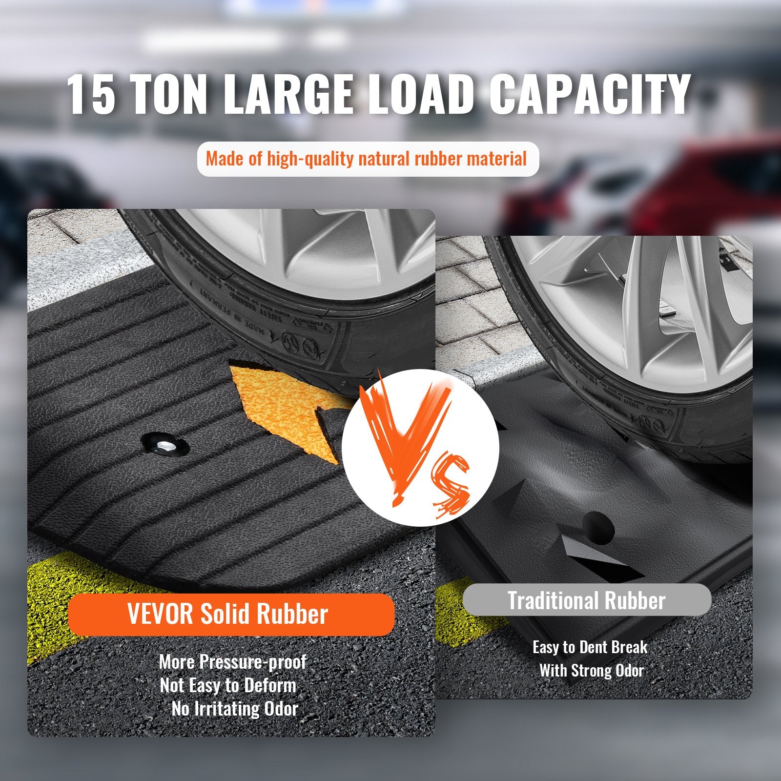 VEVOR Upgraded Rubber Threshold Ramp, 2.5 cm Rise Wheelchair Ramp Doorway, Natural Curb Ramp Rated 15 tons Load Capacity, Non-Slip Textured Surface Rubber Curb Ramp for Wheelchair and Scooter 3