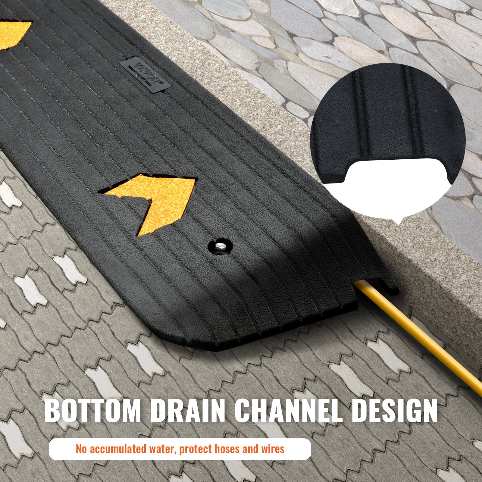 VEVOR Upgraded Rubber Threshold Ramp, 2.5 cm Rise Wheelchair Ramp Doorway, Natural Curb Ramp Rated 15 tons Load Capacity, Non-Slip Textured Surface Rubber Curb Ramp for Wheelchair and Scooter 5