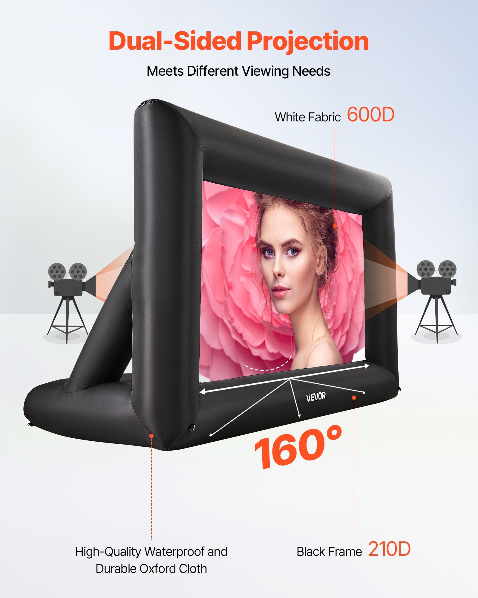VEVOR 14 ft Inflatable Movie Screen 16:9 600D Movie Projector with Portable Bag 4