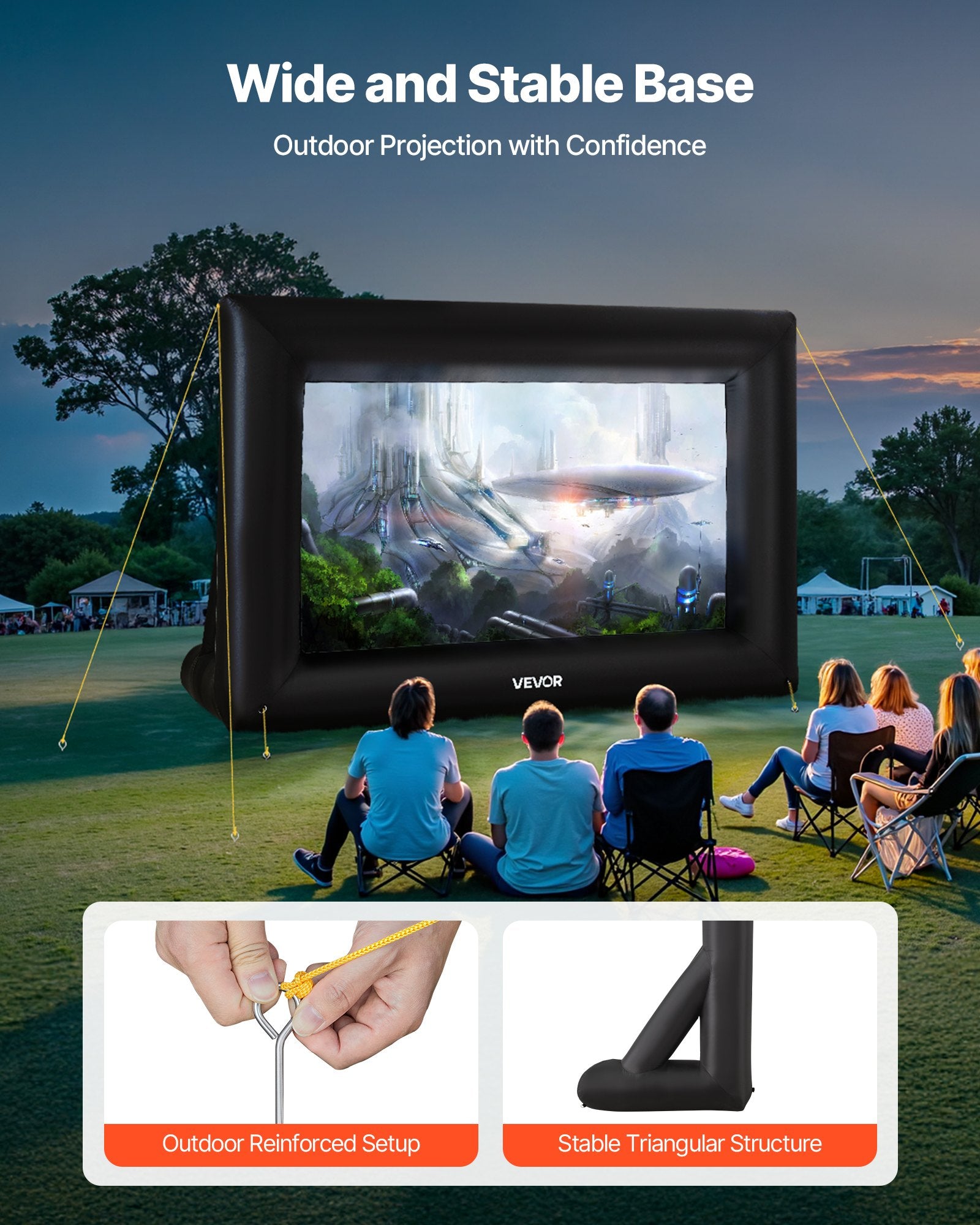 VEVOR 14 ft Inflatable Movie Screen 16:9 600D Movie Projector with Portable Bag 5
