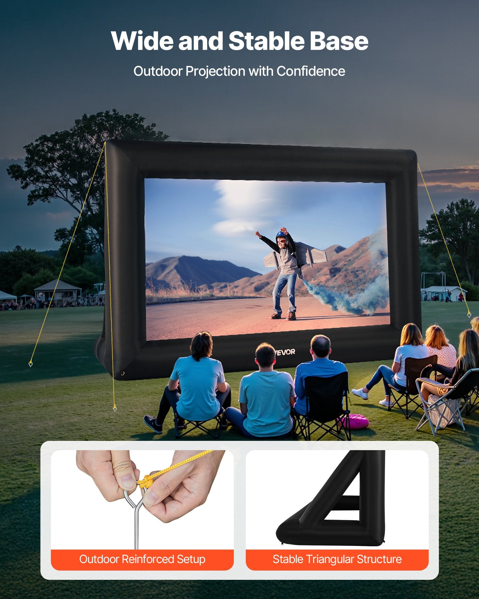 VEVOR 16 ft Inflatable Movie Screen 16:9 600D Movie Projector with Portable Bag 5