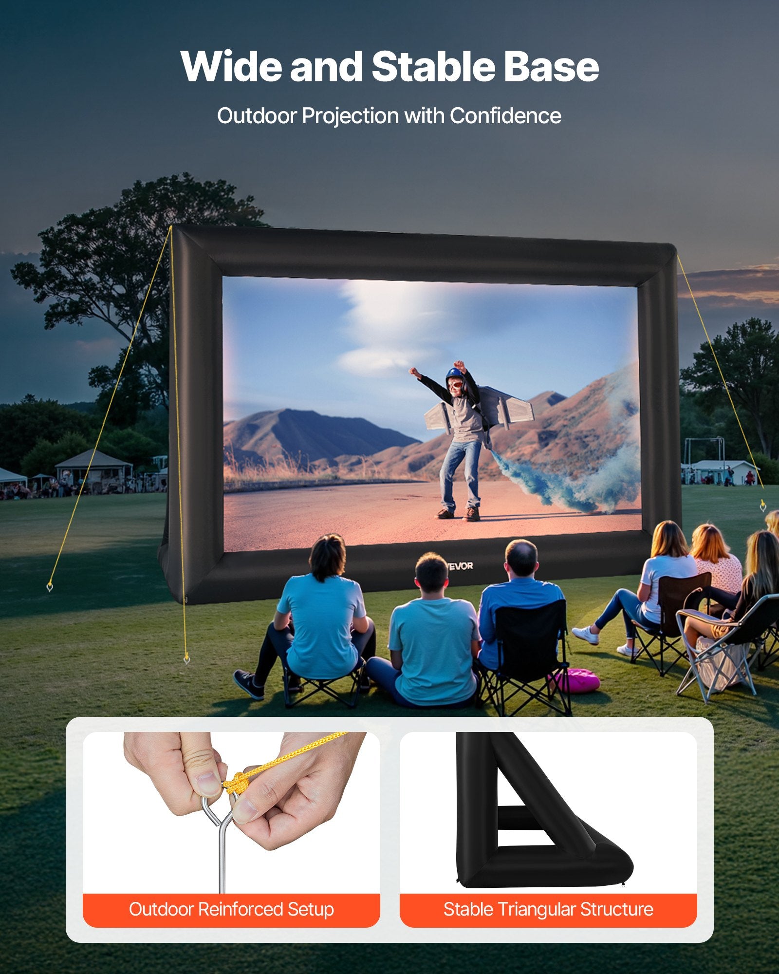 VEVOR 20 ft Inflatable Movie Screen 16:9 600D Movie Projector with Portable Bag 5