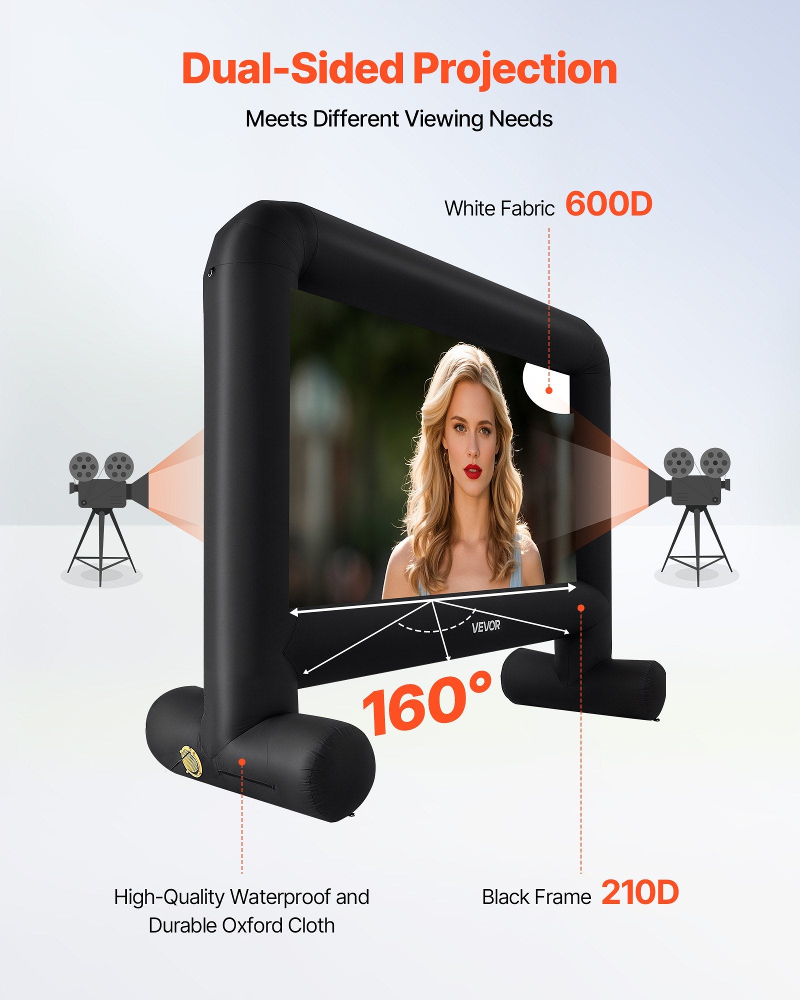 VEVOR 15 ft Inflatable Movie Screen 16:9 600D Movie Projector with Portable Bag 4