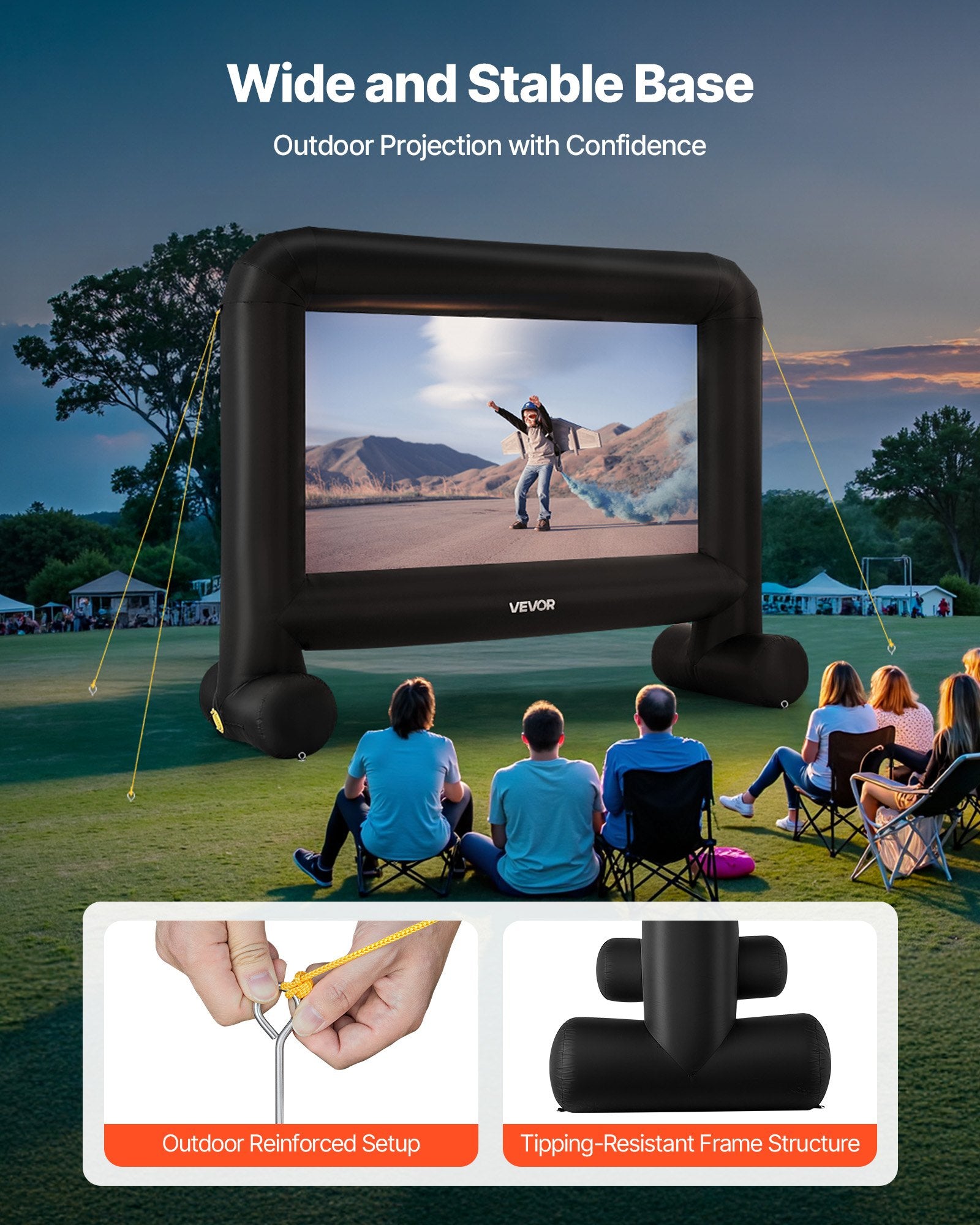 VEVOR 15 ft Inflatable Movie Screen 16:9 600D Movie Projector with Portable Bag 5