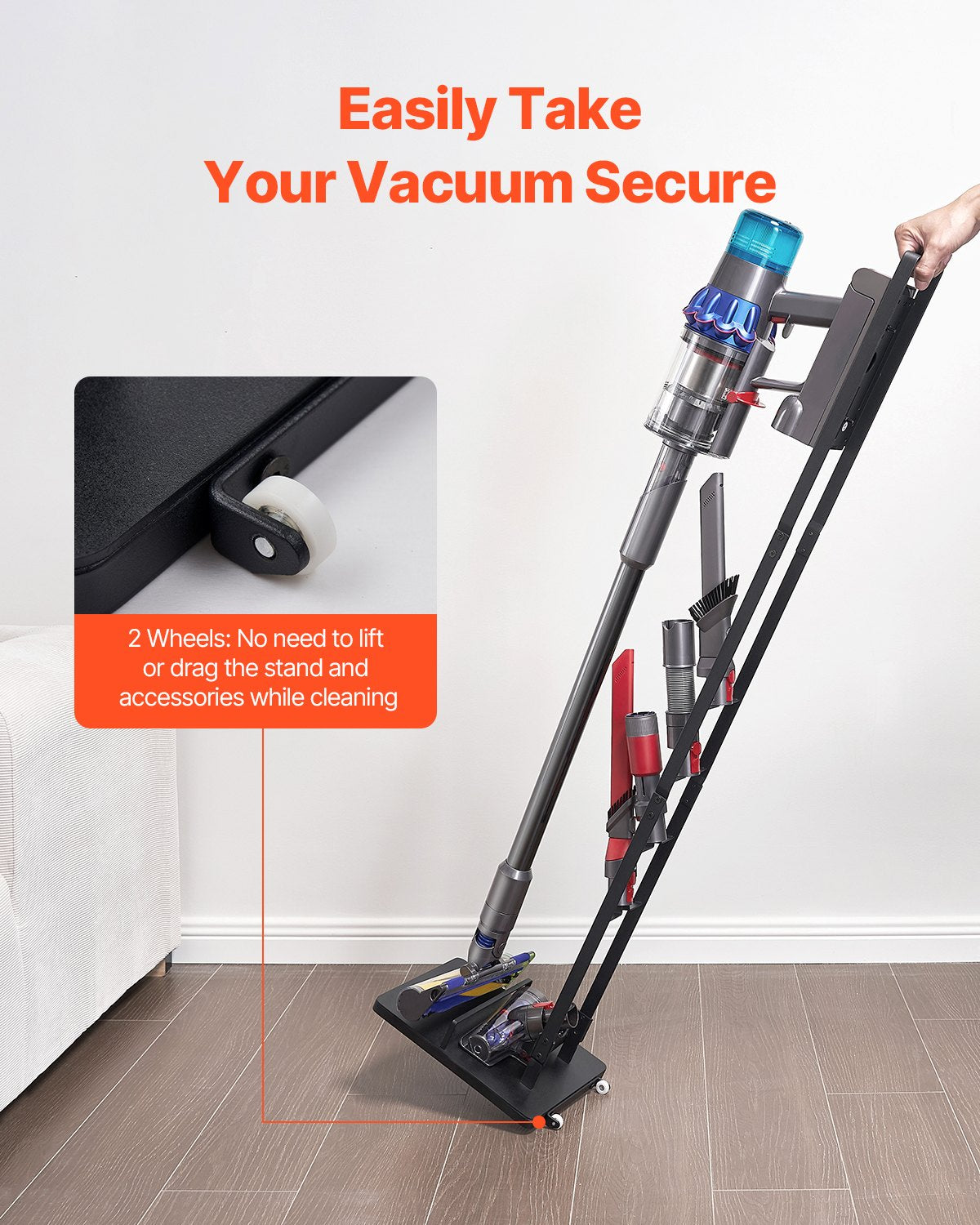 VEVOR Vacuum Stand, Compatible With Dyson V6 V7 V8 V10 V11 V15, Stable Vacuum Stand Holder with Wheels for Dyson DC30 DC31 DC34 DC35 DC58 DC59 DC62 D74 Cordless Upright Vacuum Cleaners & Accessories 4