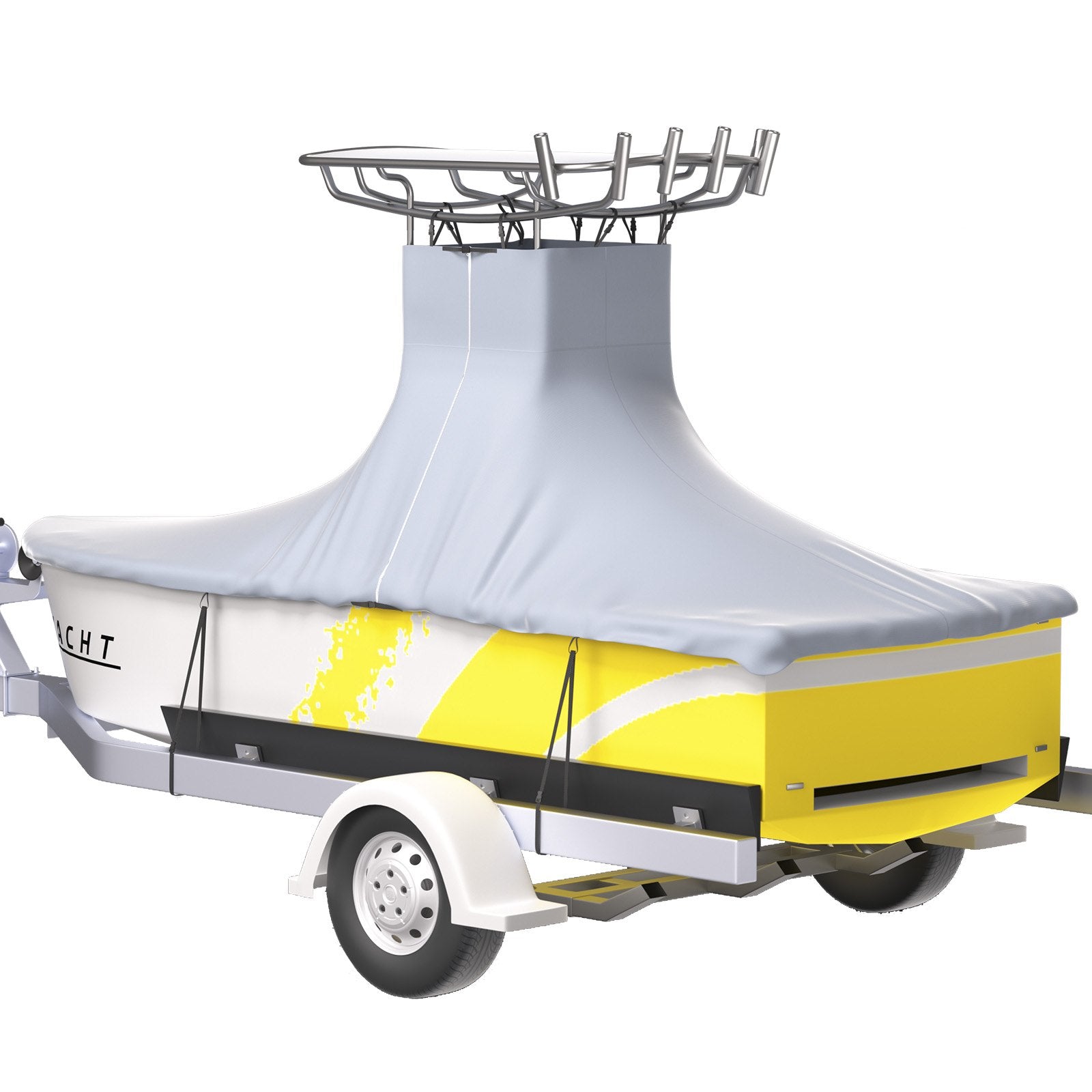 VEVOR T-Top Boat Cover, Fit for 22\'-24\' Boat, Heavy Duty 600D Marine Grade Oxford Hard Top Cover, UV Resistant Waterproof Center Console Boat Cover with 2 Support Poles and 7 Wind-Proof Straps, Gray 9