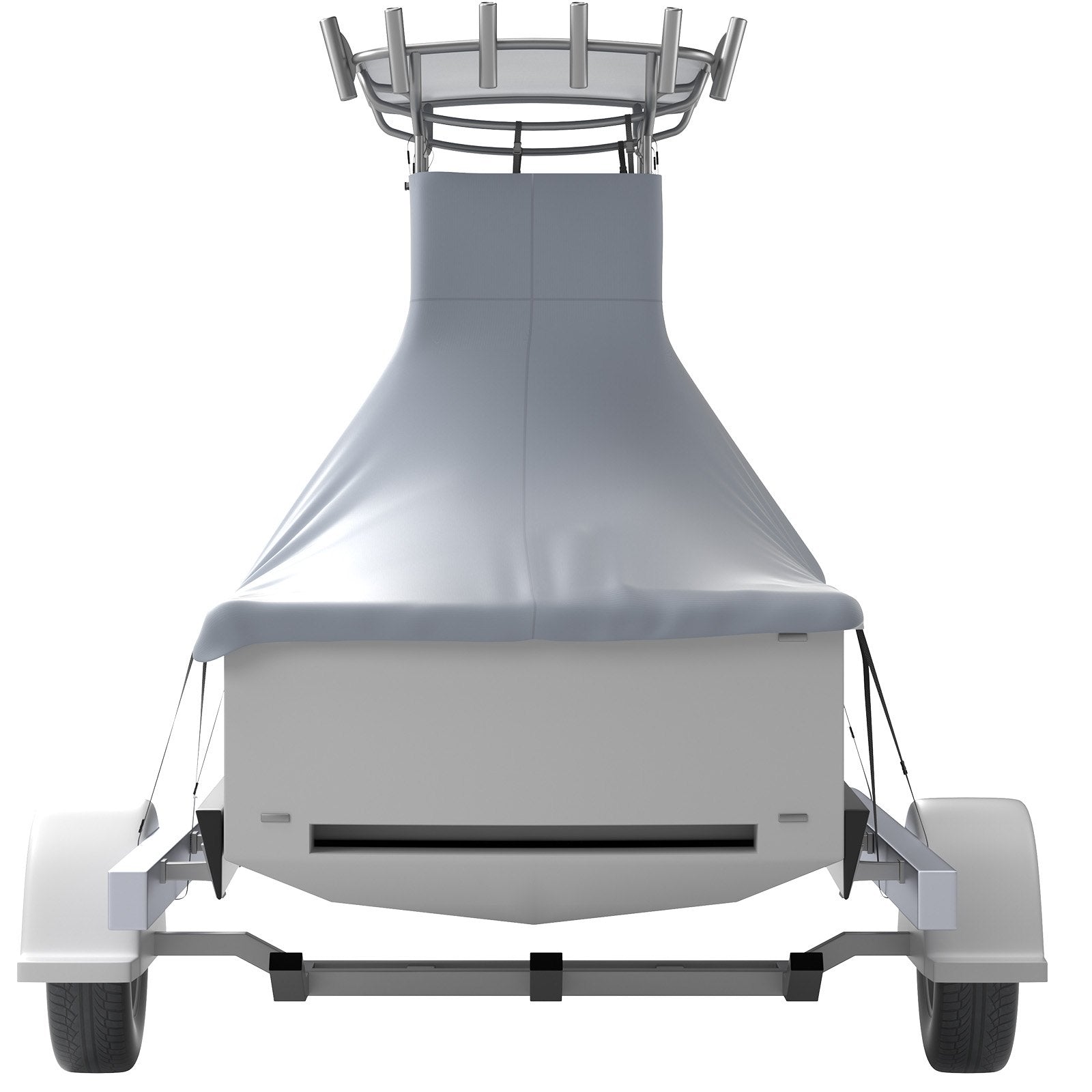 VEVOR T-Top Boat Cover, Fit for 22\'-24\' Boat, Heavy Duty 600D Marine Grade Oxford Hard Top Cover, UV Resistant Waterproof Center Console Boat Cover with 2 Support Poles and 7 Wind-Proof Straps, Gray 11