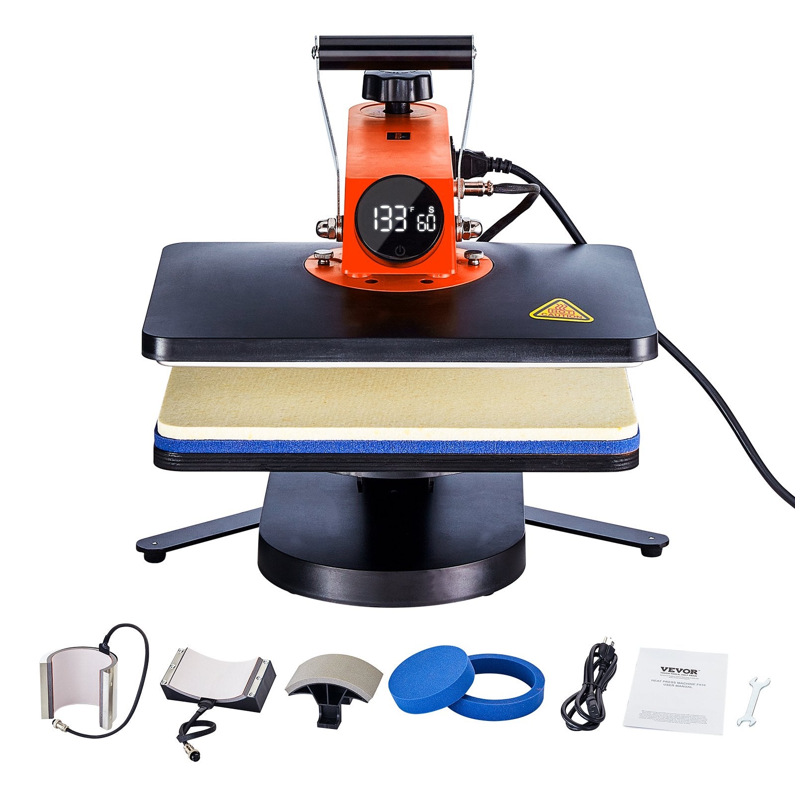 VEVOR Heat Press Machine 12x15in 5in1 Sublimation Transfer T-shirt Plate Mug Cup 9